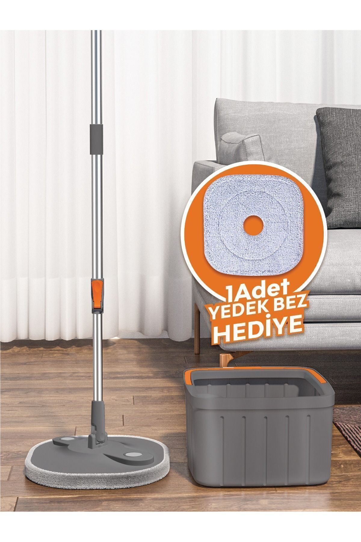 DarkCloud Temiz Kirli Suyu Ayırma Özellikli Mop Seti-paspas Kare Mop 1 Mikrofiber Bez Hediye