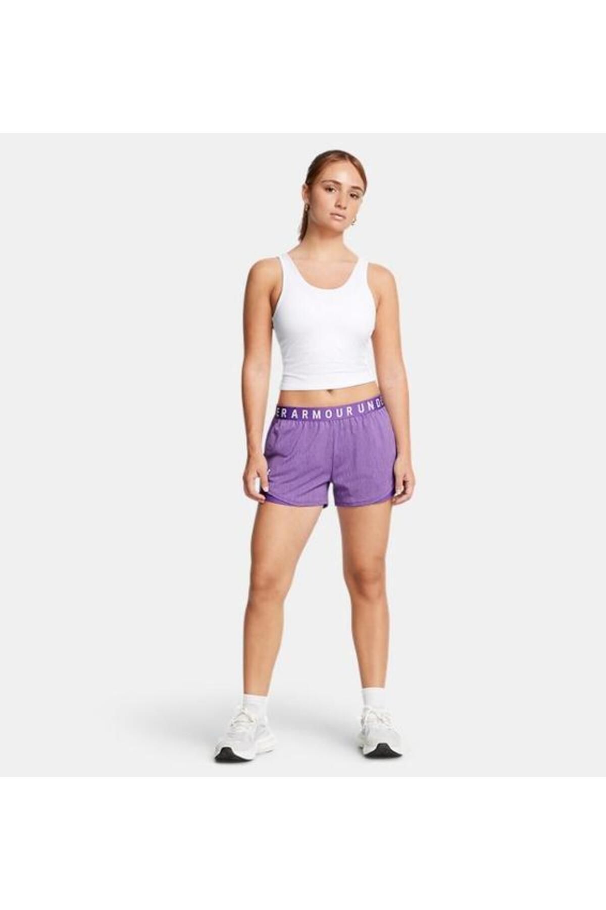 Under Armour-Women's Makra Logo Waist Elastic Comfortable Short Purple Shorts 1349125 -525 3