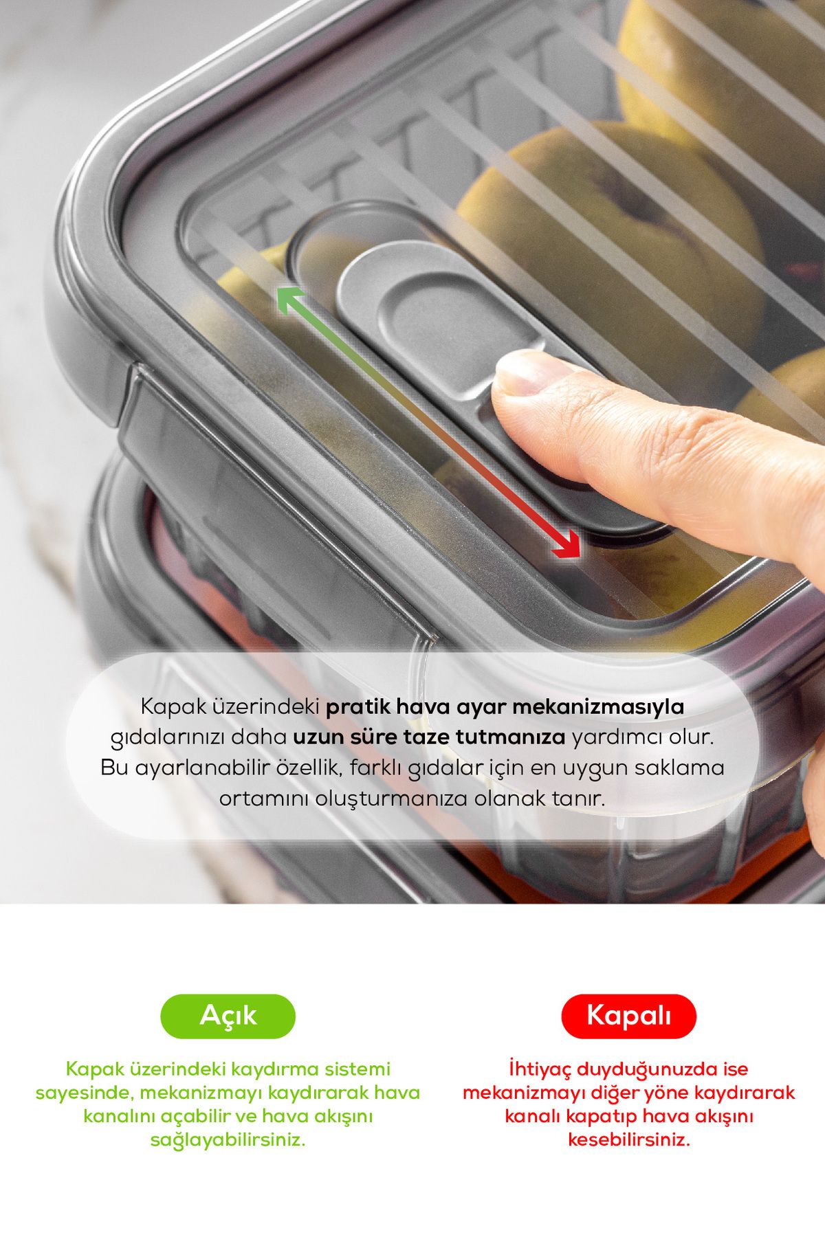 Vienev-Set of 6 Self-Striped Storage Containers with Lockable Lids 2 Liters 6