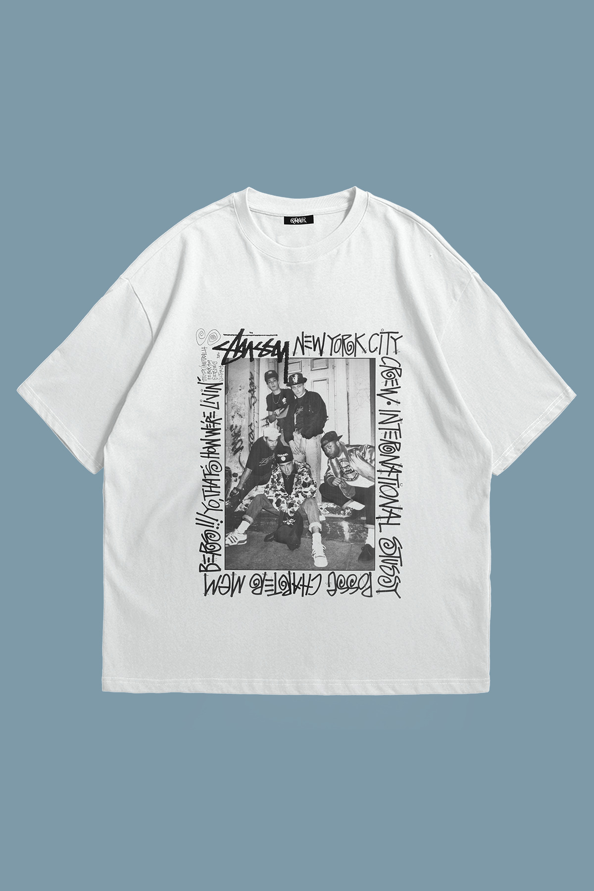 Grove Fashion Stüssy Street Grafiti Baskılı Unisex Oversize Tshirt