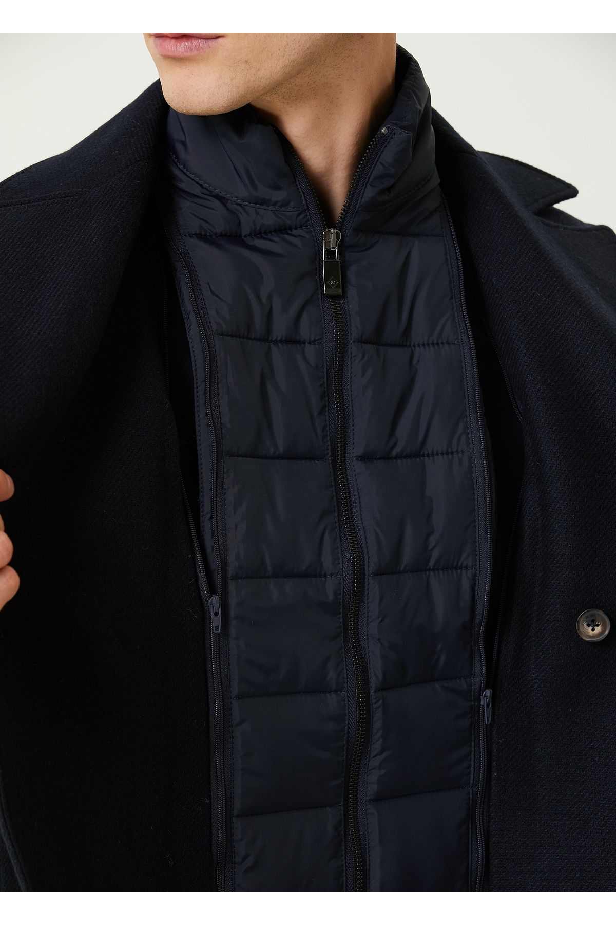 Pal Zileri-Navy Blue Wool Coat Size: 54 7