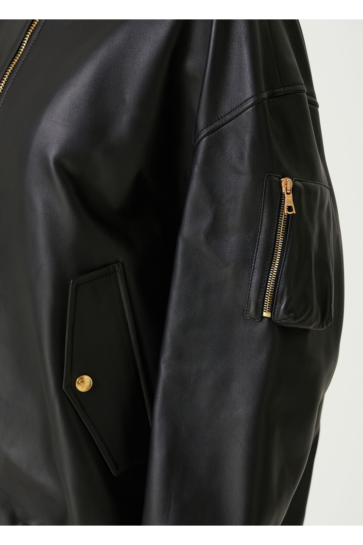 Palm Angels-Black Leather Bomber Jacket Size: 36 4