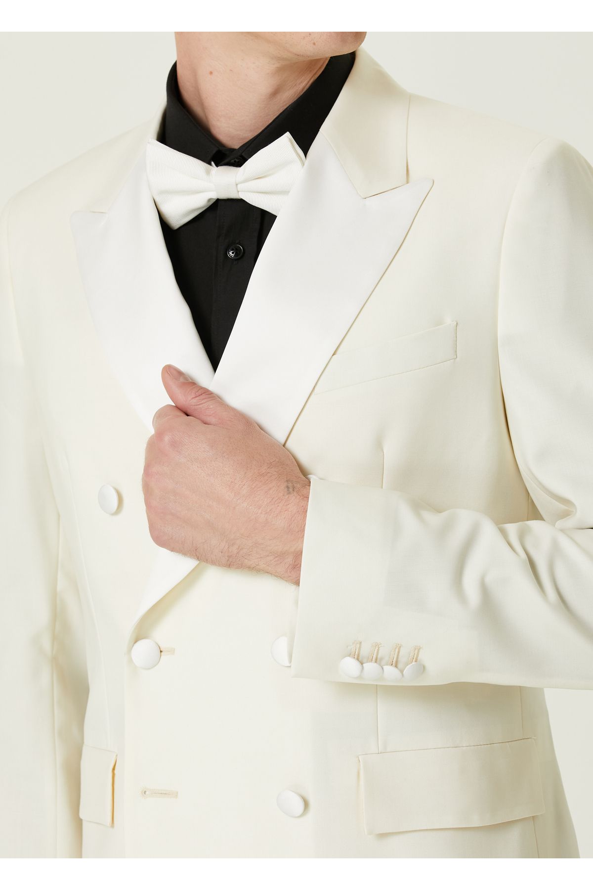Paul Smith-White Wool Tuxedo Jacket Size: 50 5