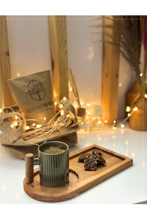 RootedWood İçecek ve Tatlı Bölmeli Kayın Ağacı Servis Tepsisi – Şık Sunumlar ...