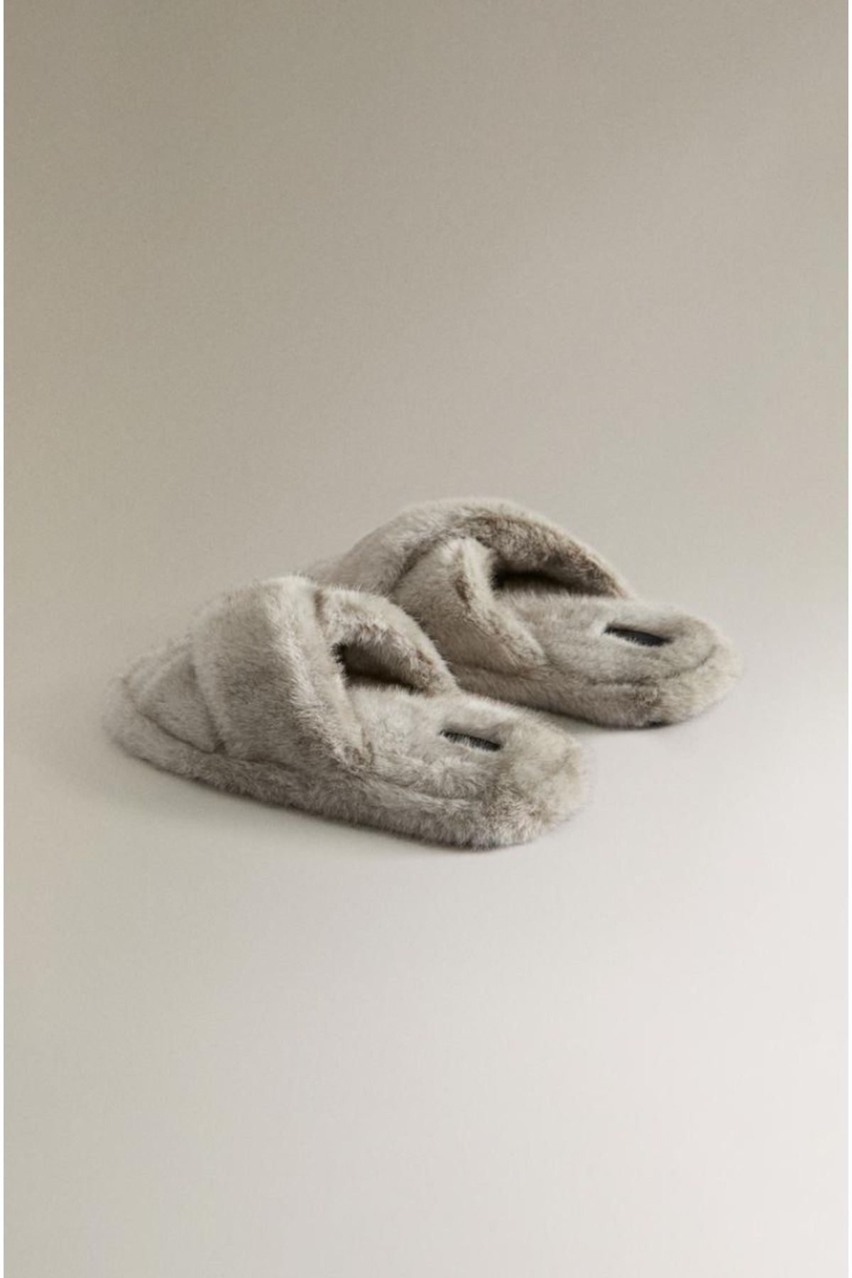 Zara-Criss-Cross Faux Fur Sandals 5
