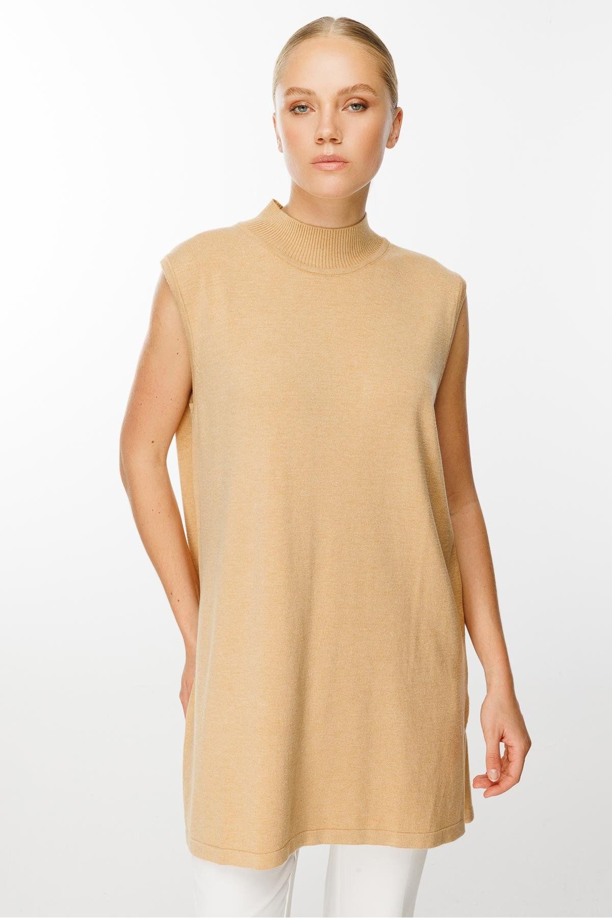 Ghisa-Camel Sleeveless Knitwear Tunic 6