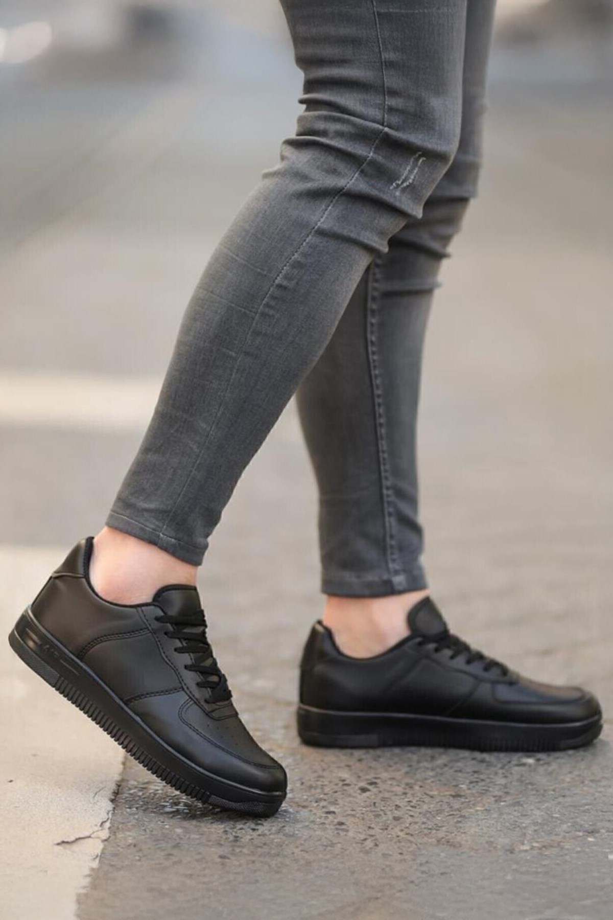 Günlük Bağcıklı Unisex Spor Ayakkabı Günlük Sneaker  Siyah