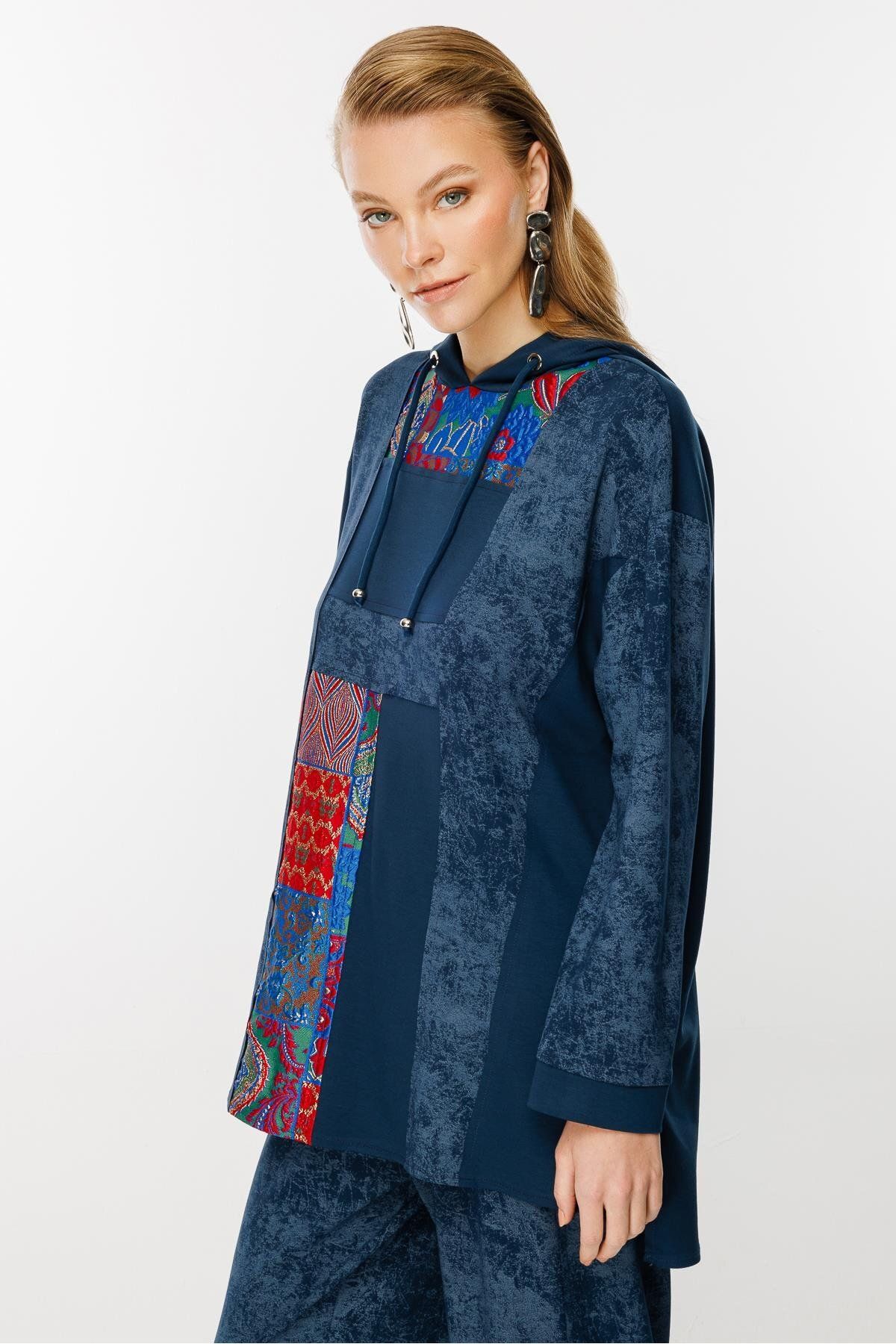 Ghisa-Blue Patterned Hooded Set 7