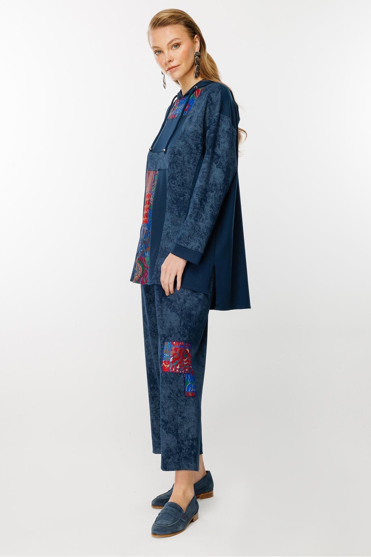 Ghisa-Blue Patterned Hooded Set 5