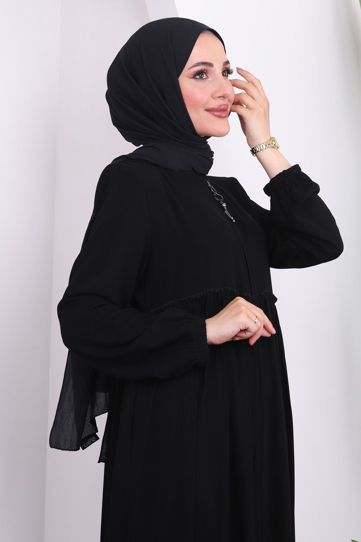 İmajButik-Frilly Black Ferace - Sleeve Elastic 4