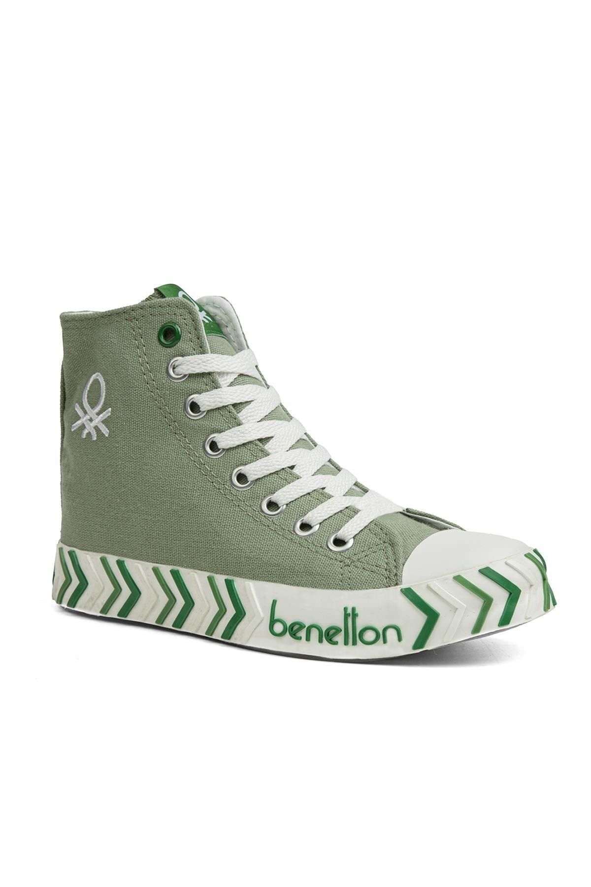 Benetton Bilek Boy Canvas Bağcıklı Günlük Spor Ayakkabı Açık Yeşil Sneaker