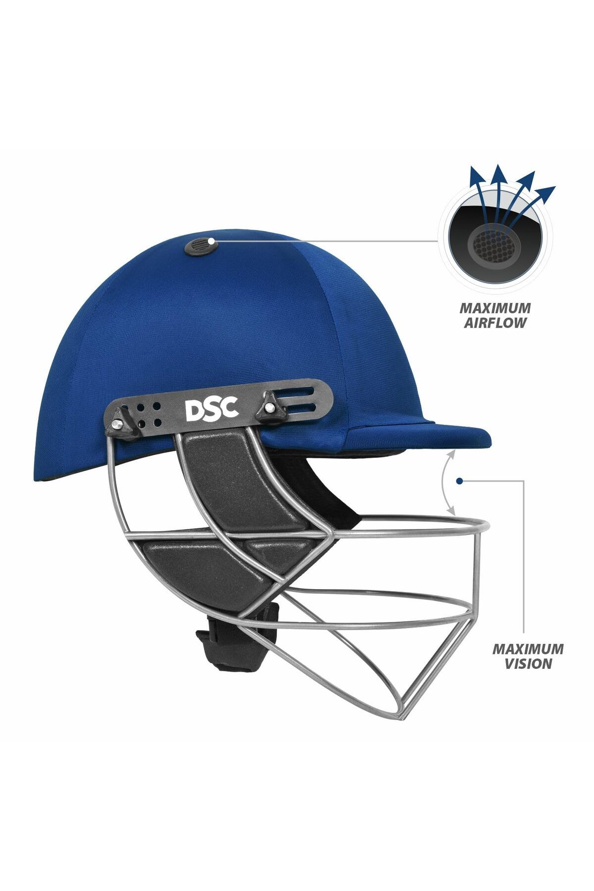 DSC-Defender Cricket Helmet, Royal Blue, Size: Large, For Men & Boys, Adjustable Steel Grill 3