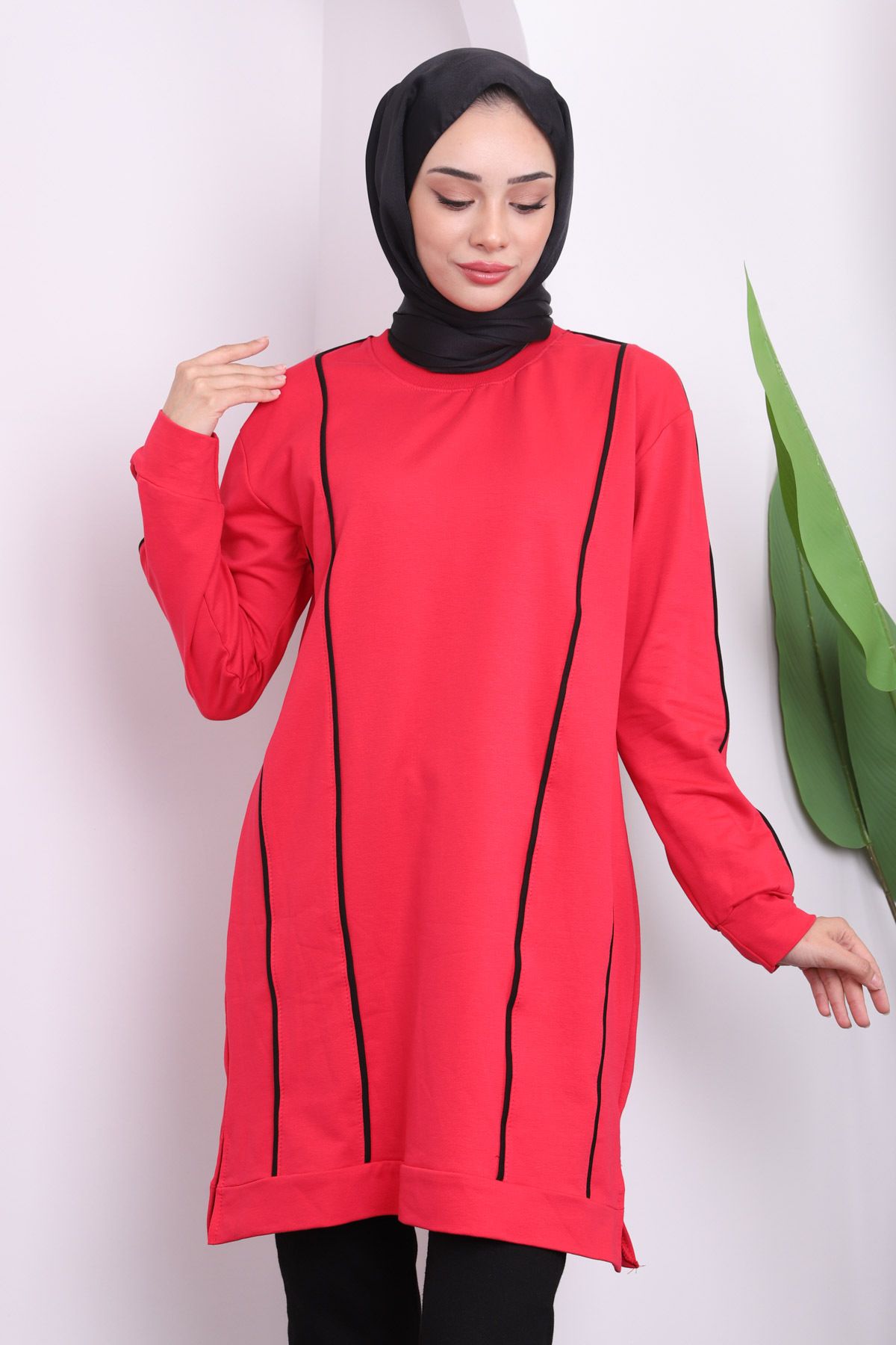 İmajButik-تونيك فوشيا بخيطين مع خطوط أمامية 2
