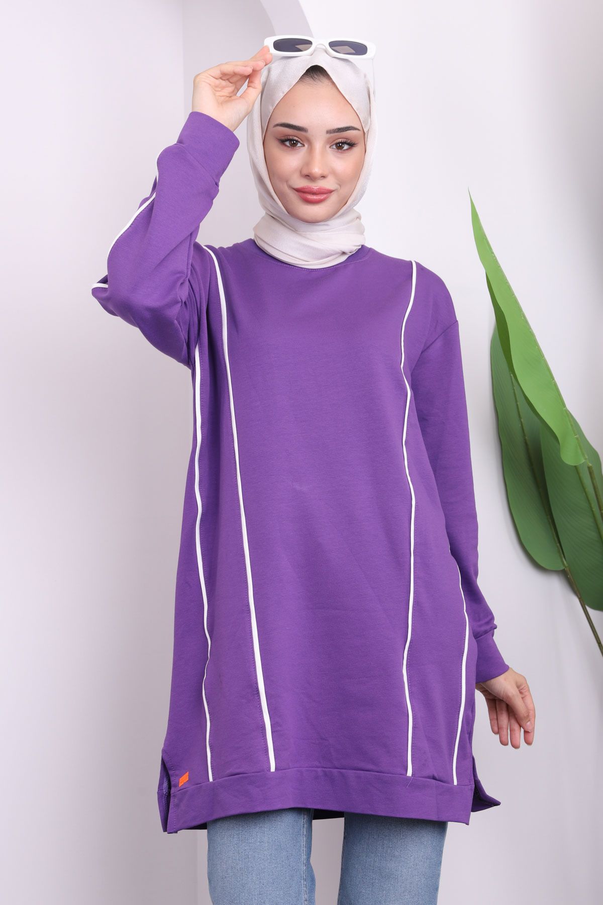 İmajButik-Two Thread Tunic with Purple Front Stripe 1