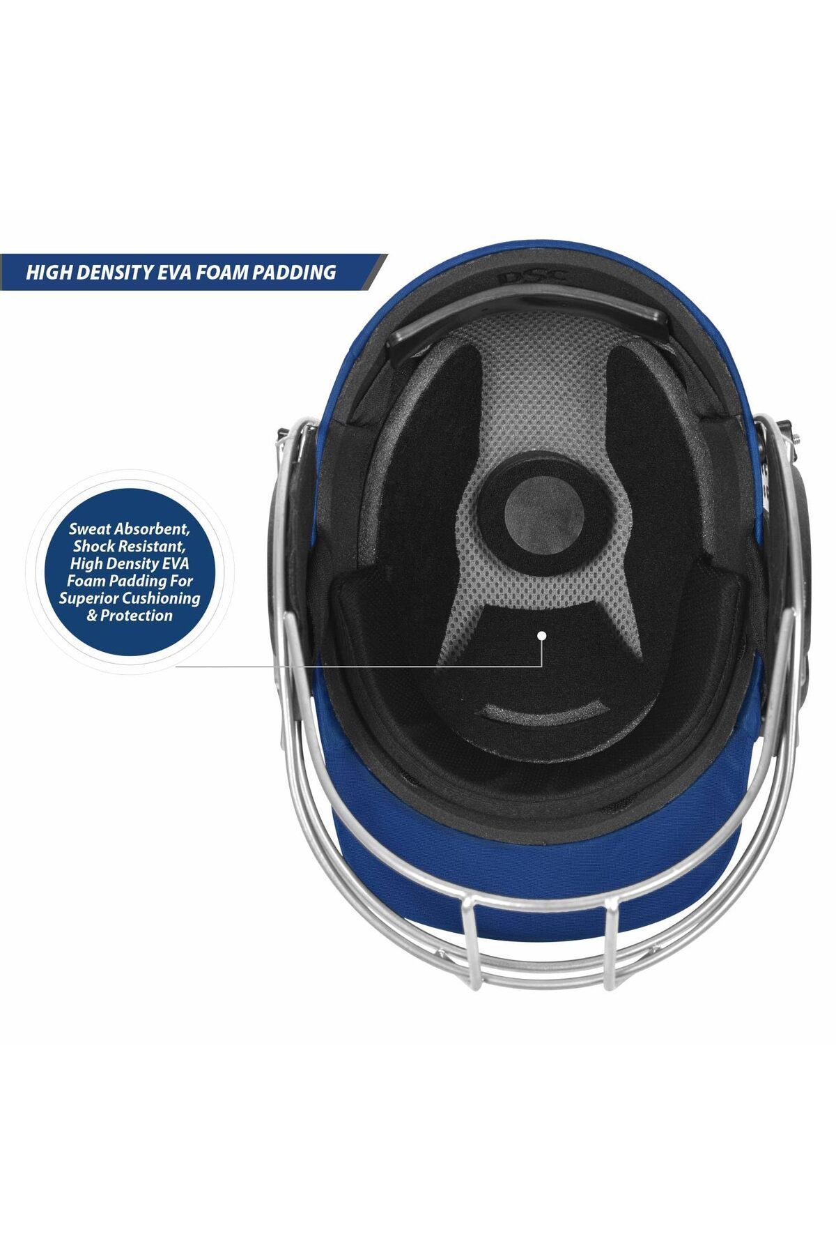 DSC-Defender Cricket Helmet, Royal Blue, Size: Large, For Men & Boys, Adjustable Steel Grill 2