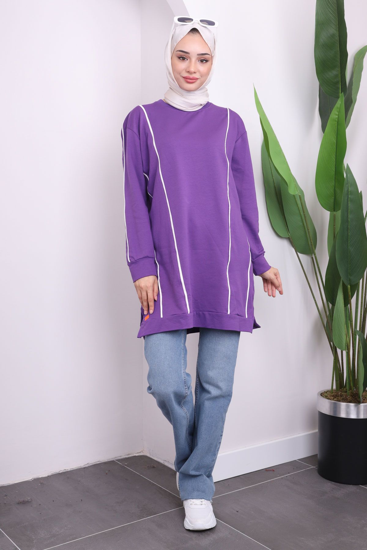 İmajButik-Two Thread Tunic with Purple Front Stripe 4