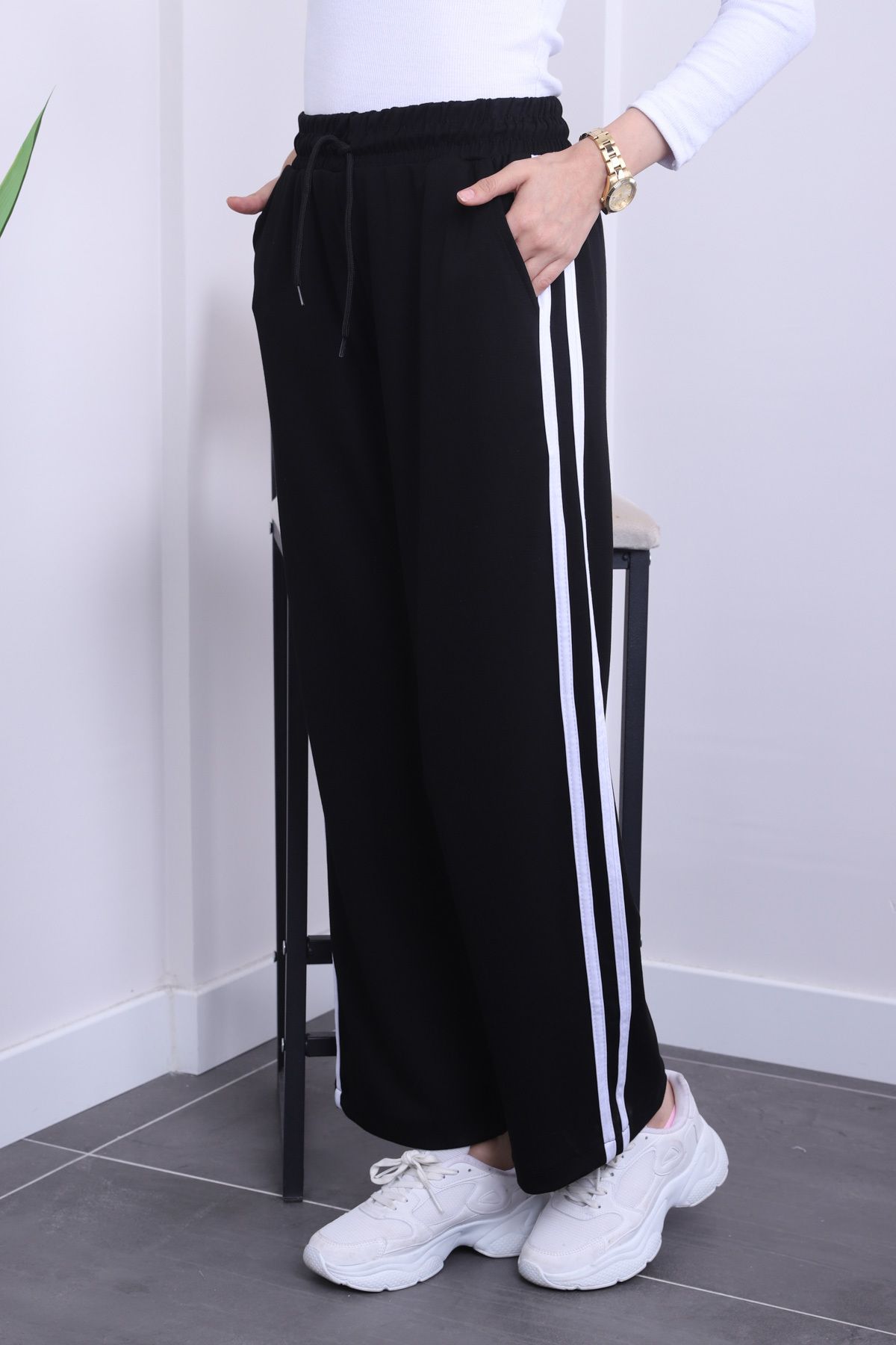 İmajButik-Black Elastic Waist Modal Sweatpants 1