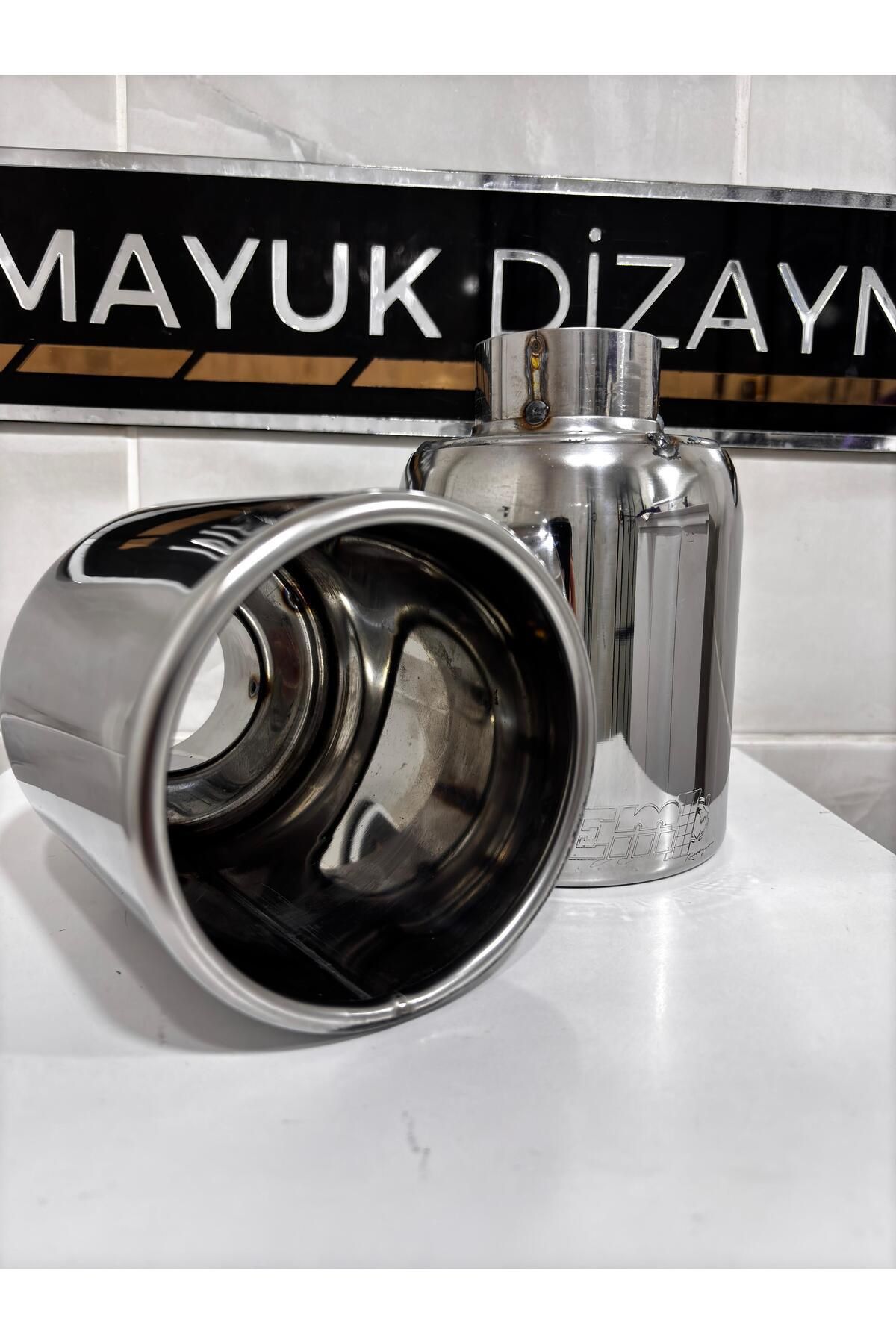 Mayuk Dizayn 115 Mm Paslanmaz Krom Egzoz Ucu Araca Uyumlu 2 Adet