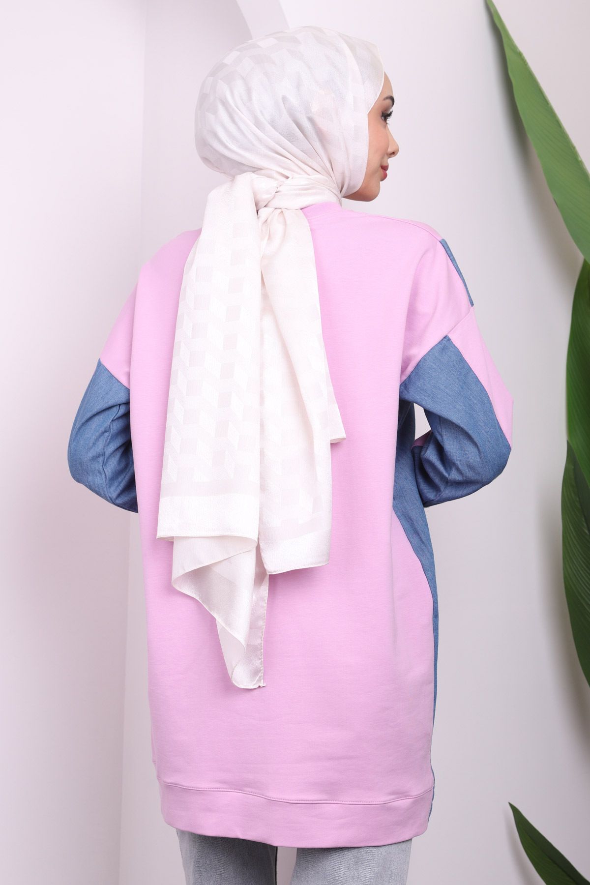 İmajButik-Lilac Denim Detailed Zippered Tunic 3