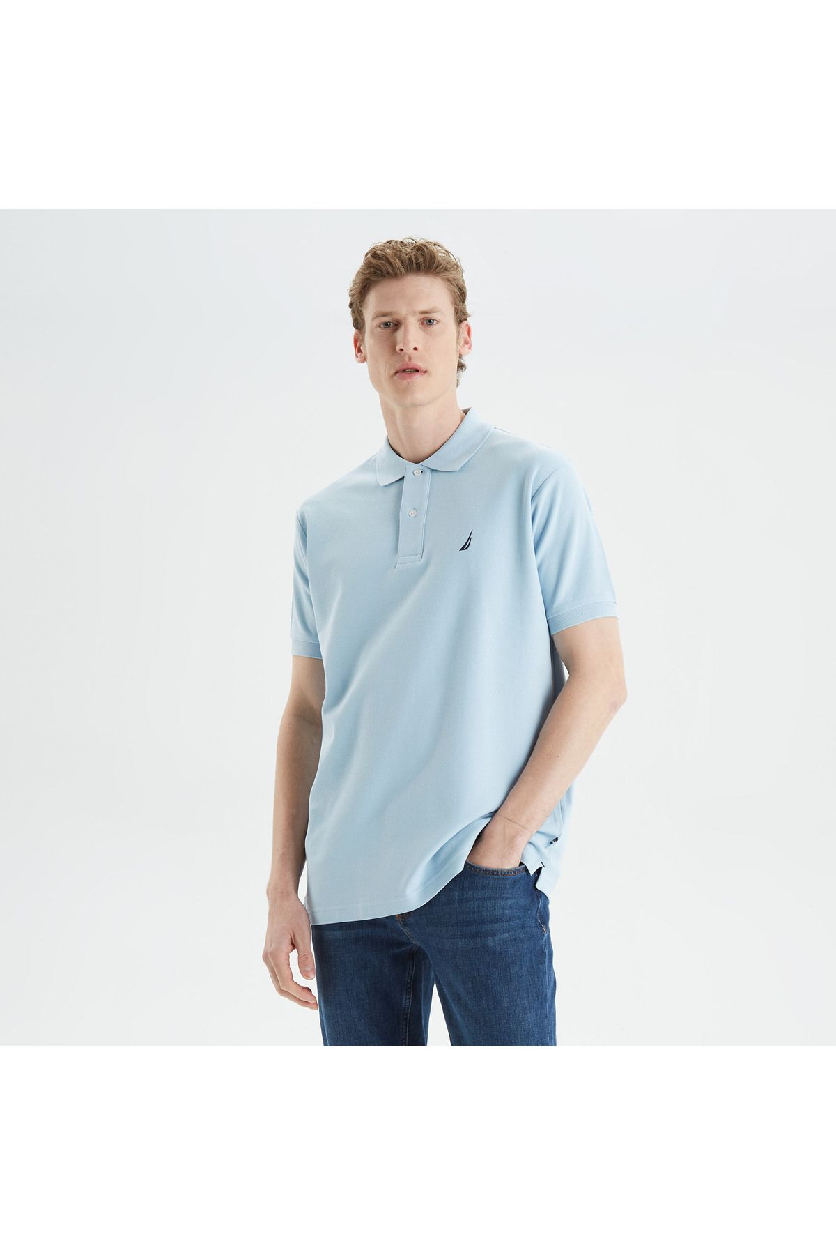 تی شرت یقه پولو آبی مردانه تيشرت يقه آستين كوتاه مدل Nautica