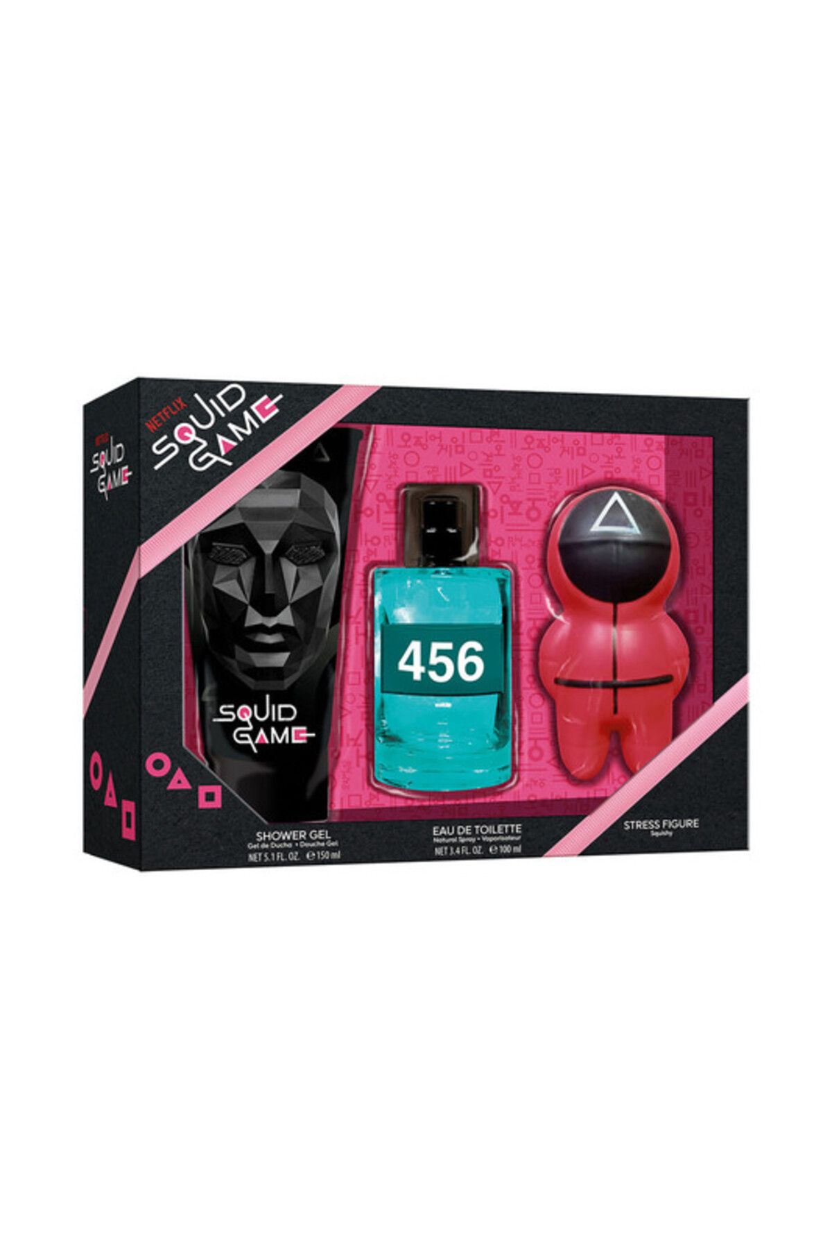 Air-Val-Netflix Squid Game Edt 100 ml + Shower Gel 150 ml + Anti-Stress Figurine Gift Set 1