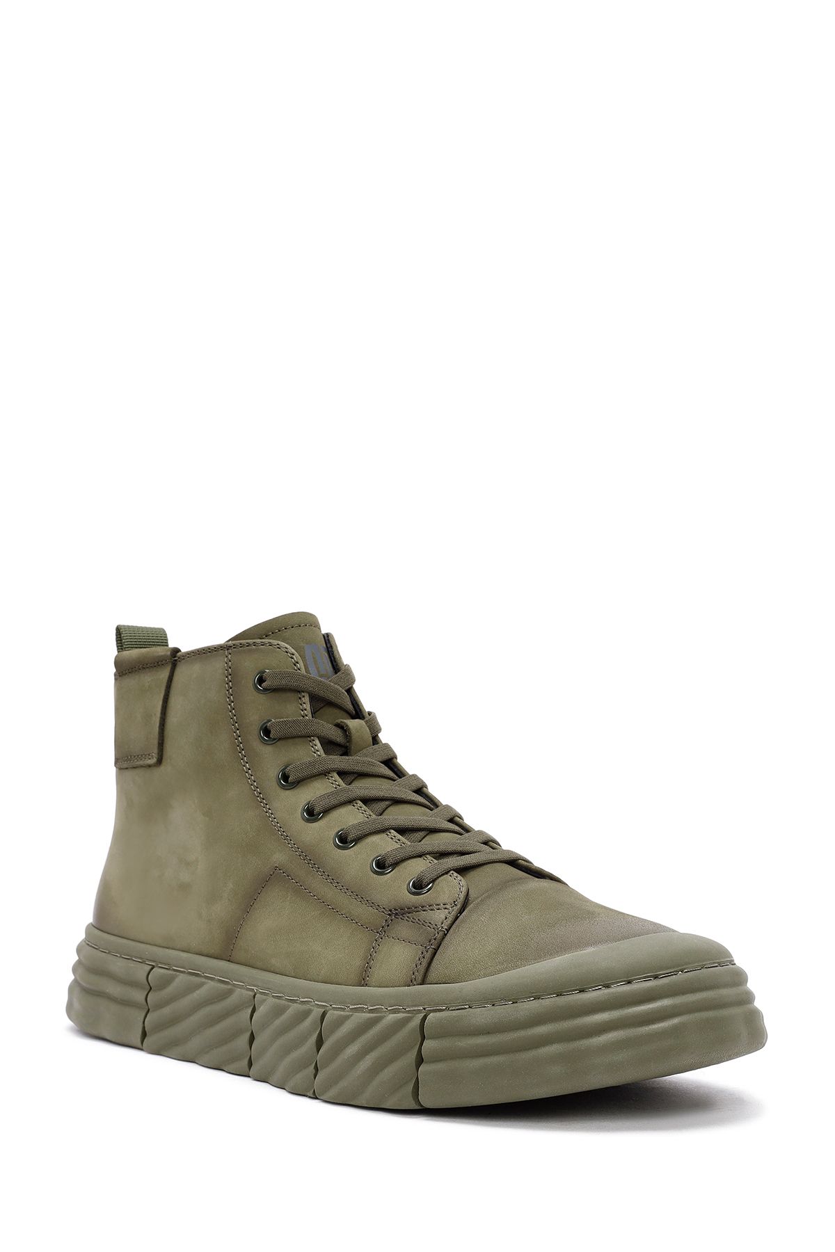 Derimod-Khaki Men's Sneakers - Zippered, Nubuck High Top, 24wfd6920v3 7