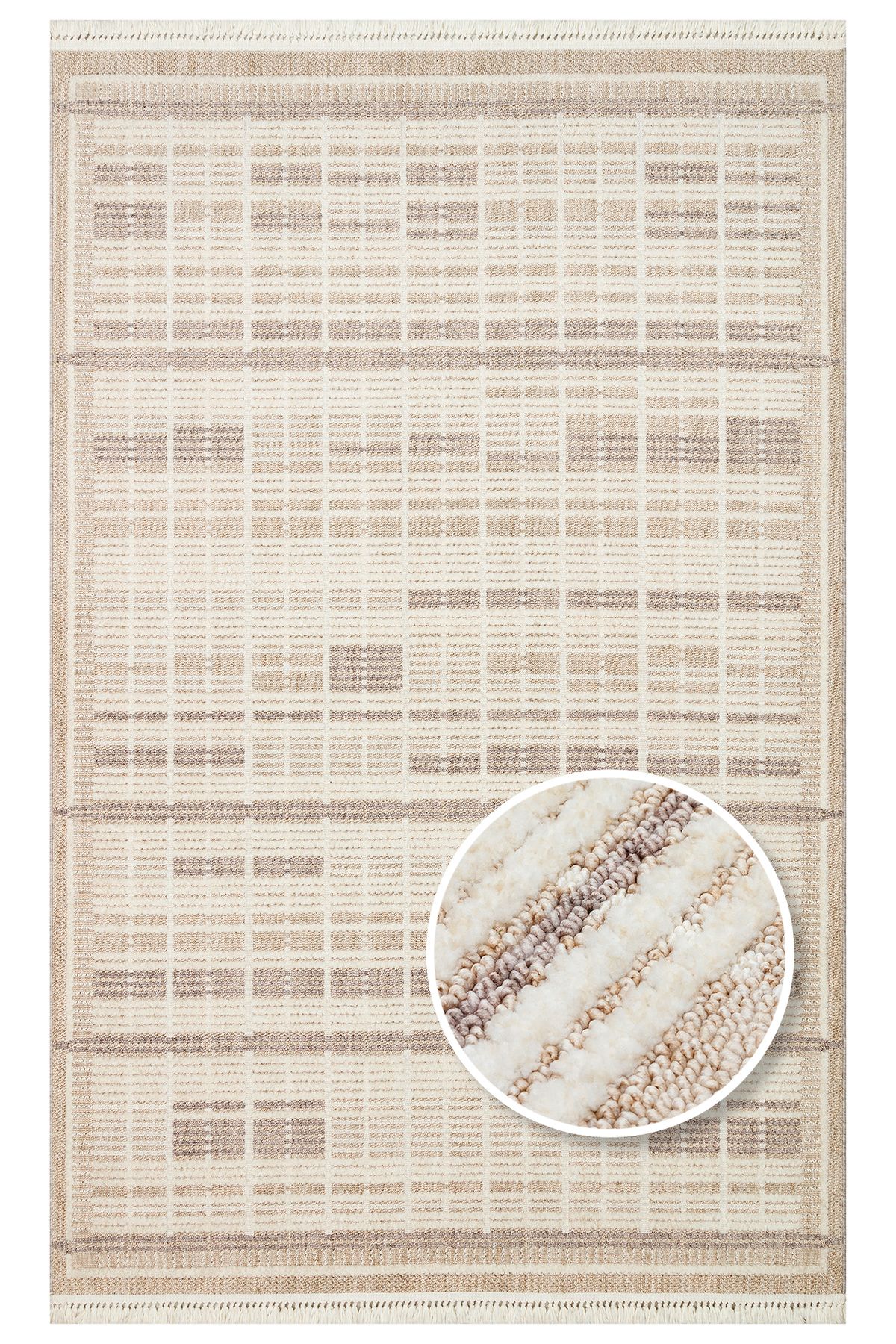 Eko Halı MAYER HALI HURGADA 04 BEIGE GREY Hav Toz Vermeyen Yumuşak dokulu Modern Makine Halısı