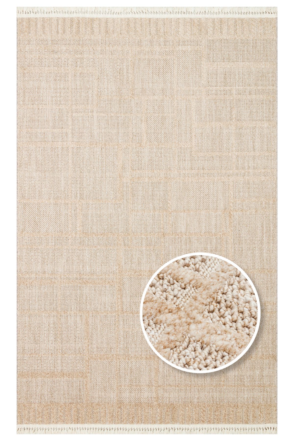 Eko Halı MAYER HALI HURGADA 03 BEIGE Hav Toz Vermeyen Yumuşak dokulu Modern Makine Halısı