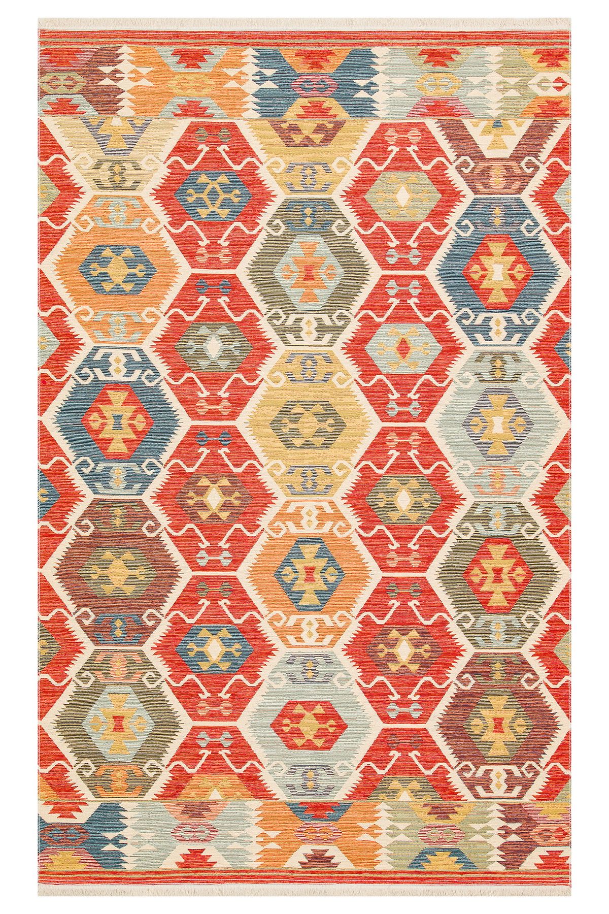 Eko Halı MAYER HALI NOMAD 06 RED Yıkanabilir, Çift Taraflı Kullanıma Uygun Yumuşak Tuşeli Otantik Kilim