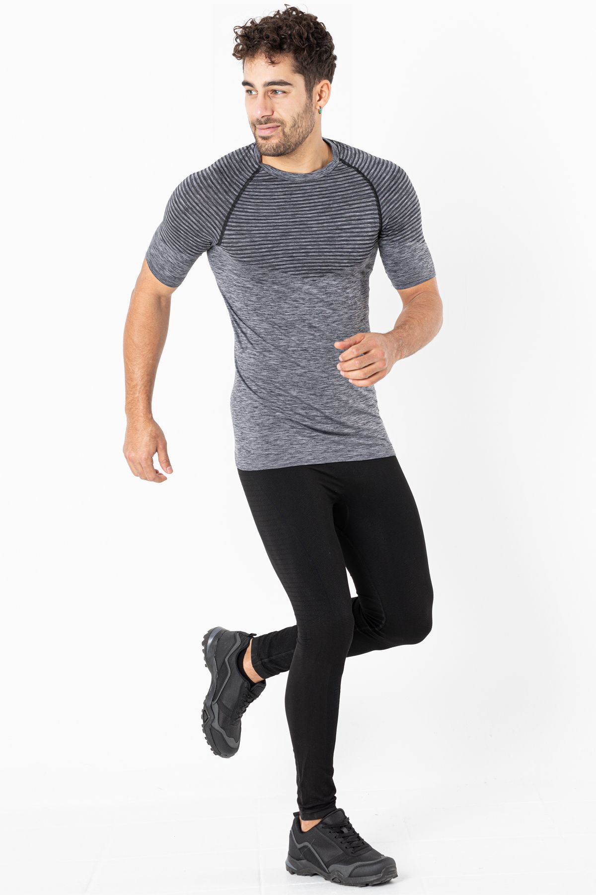 MioFit-Men's Active Melange Short Sleeve Seamless Sports T-Shirt 1