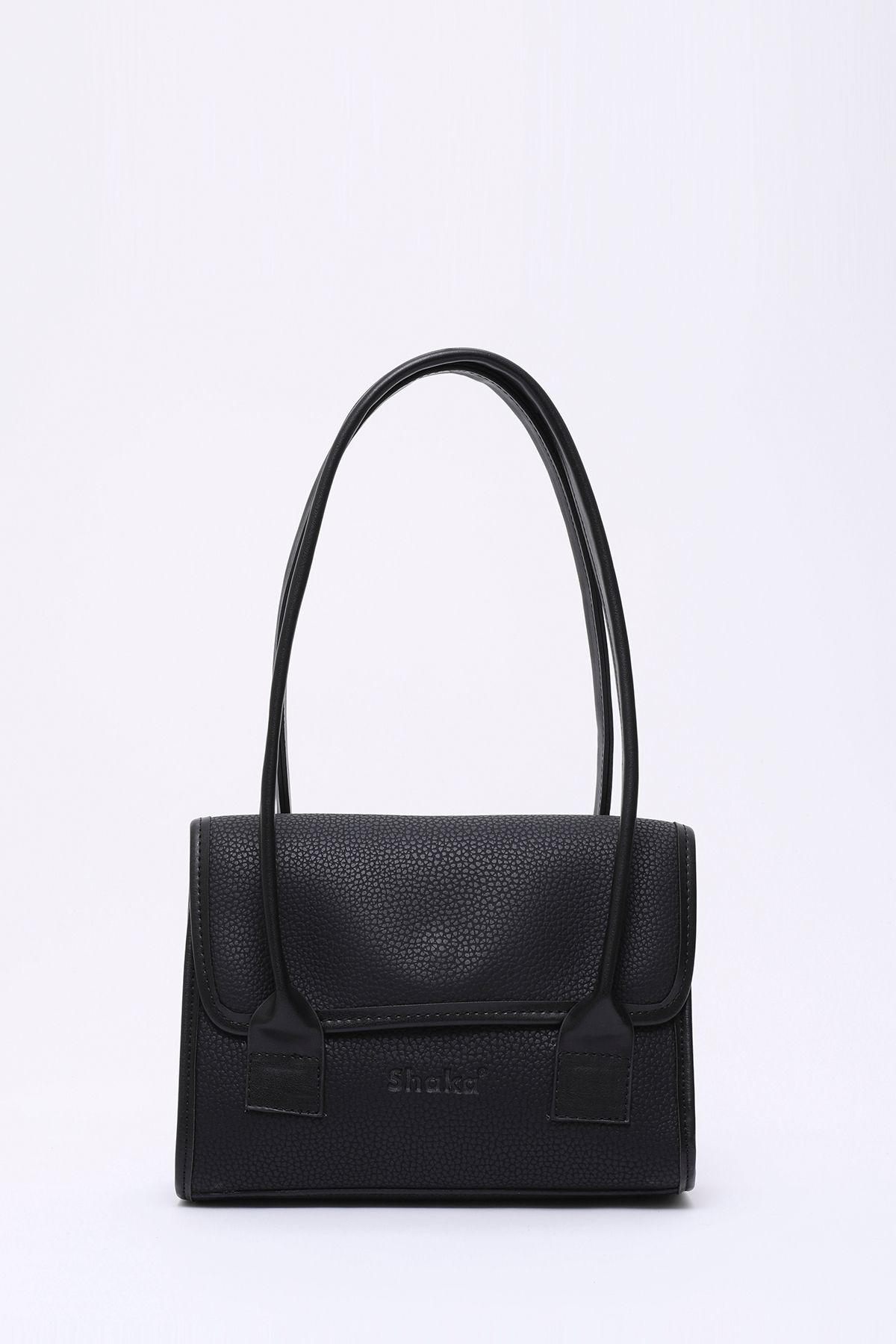 SHAKA-Black Shk178 Faux Leather, Single Compartment, Snap Fastener, Arm and Shoulder Bag 1