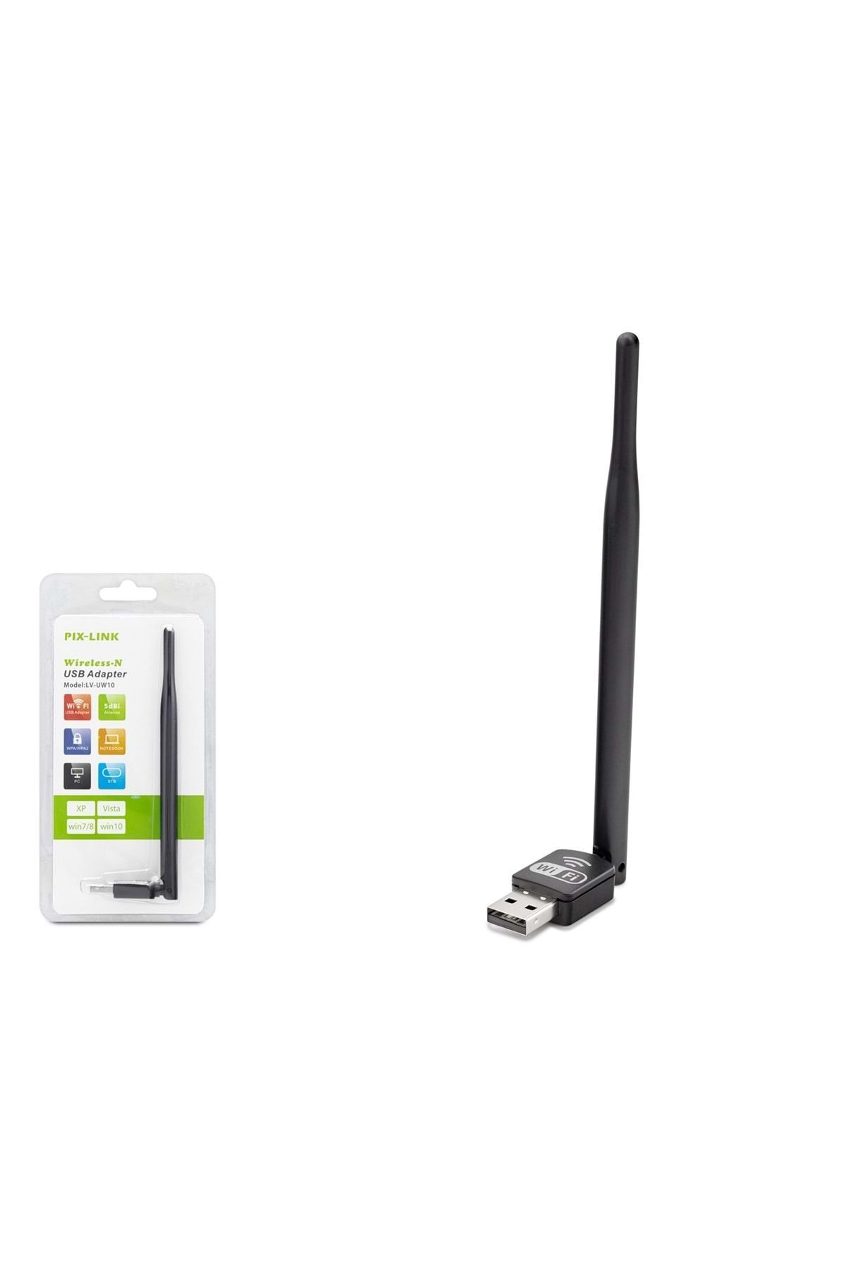 HADRON Pix-link Lv-uw10rk Wi-fi 150mbps 5dbi Antenli 8818ıc Usb Kablosuz Adaptör - Siyah