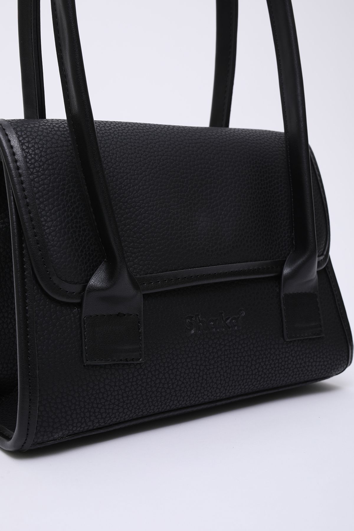 SHAKA-Black Shk178 Faux Leather, Single Compartment, Snap Fastener, Arm and Shoulder Bag 5