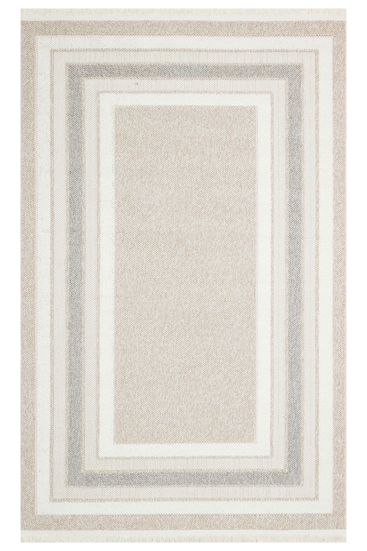 Eko Halı MAYER HALI MOTTO 04 BEIGE GREY Yumuşak Tuşeli Örgü Dokuma Modern Makine Halısı