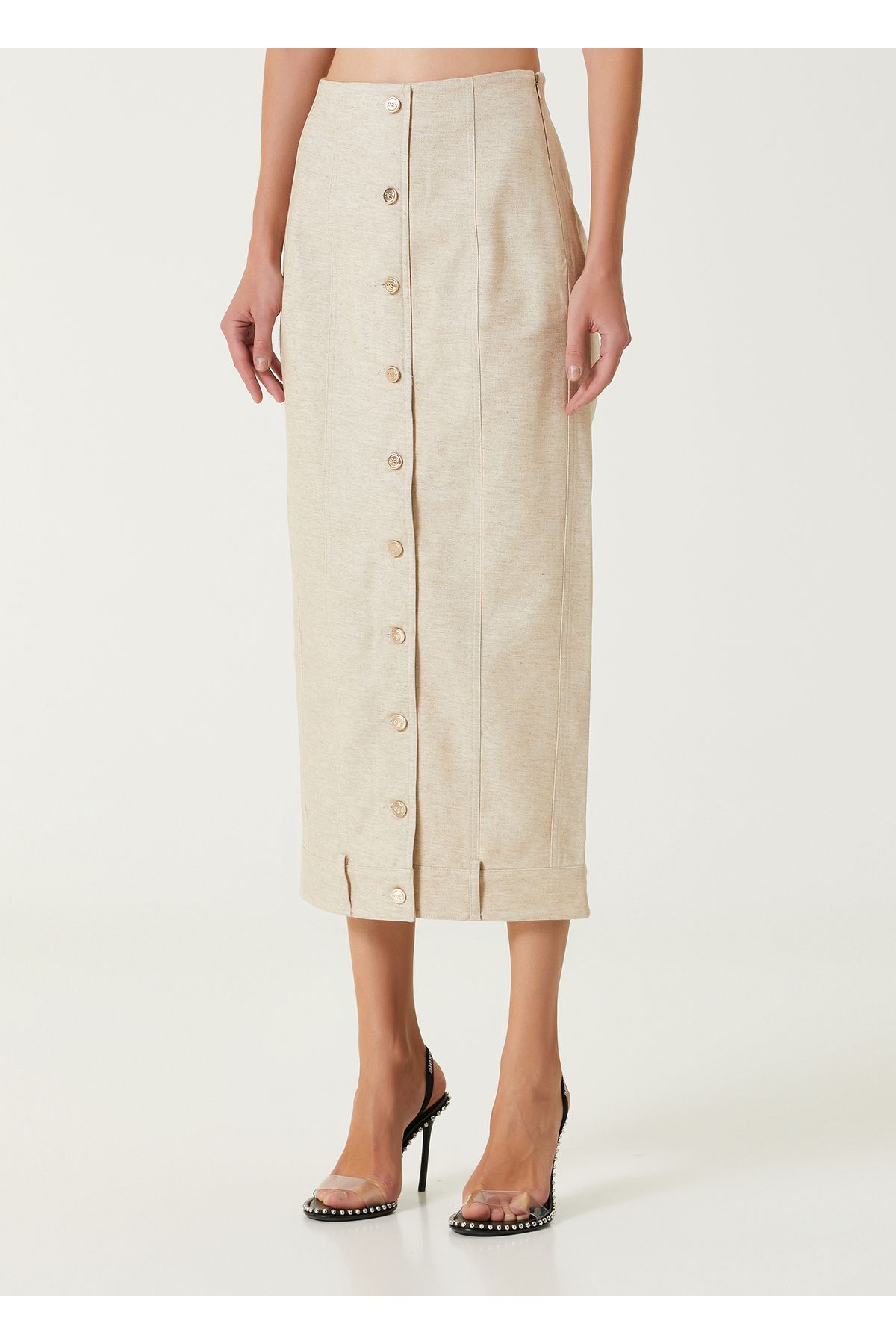 Cult Gaia-Lua Beige Midi Skirt Size: 4 3