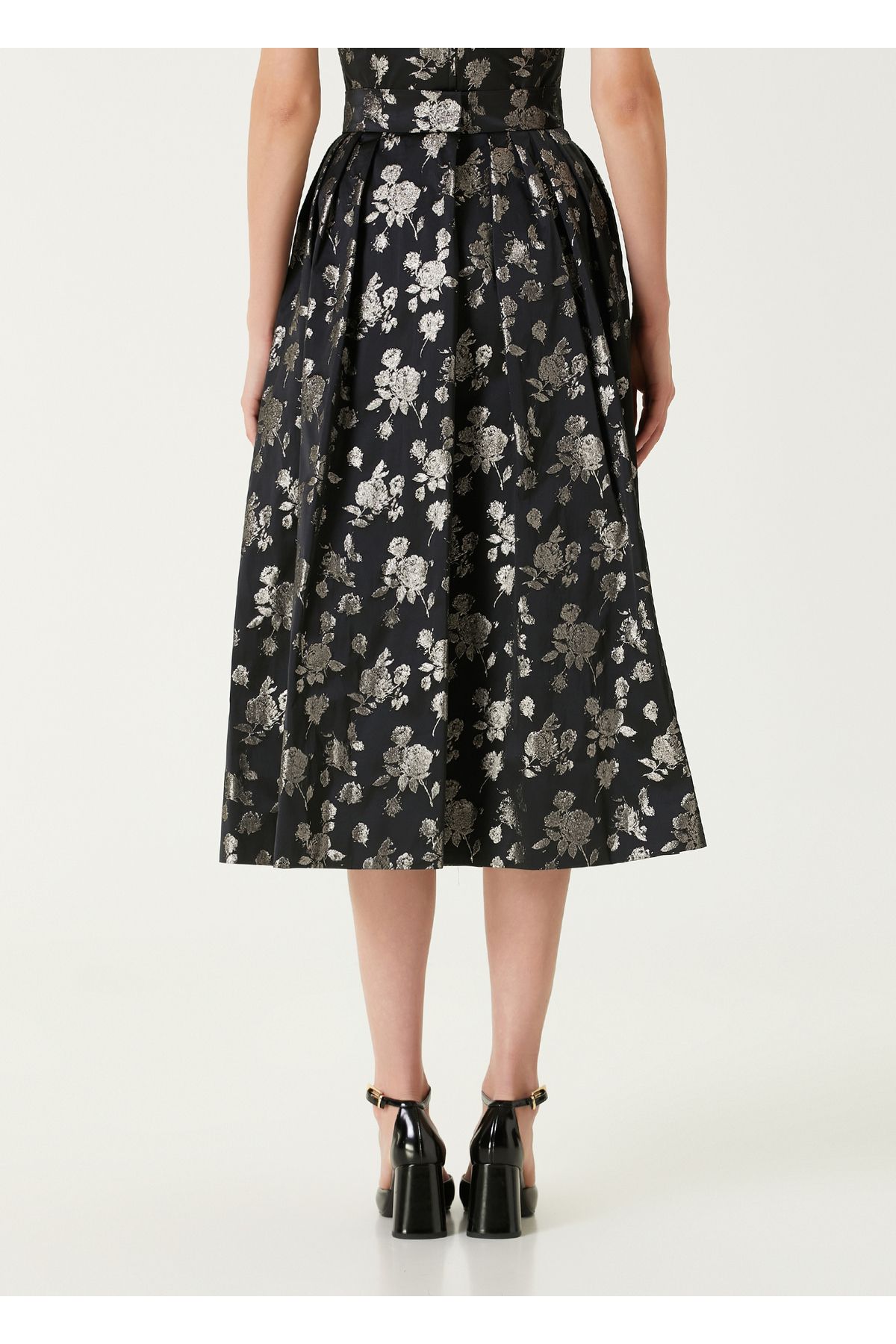 Dice Kayek-Black Patterned Midi Skirt Size: 38 5