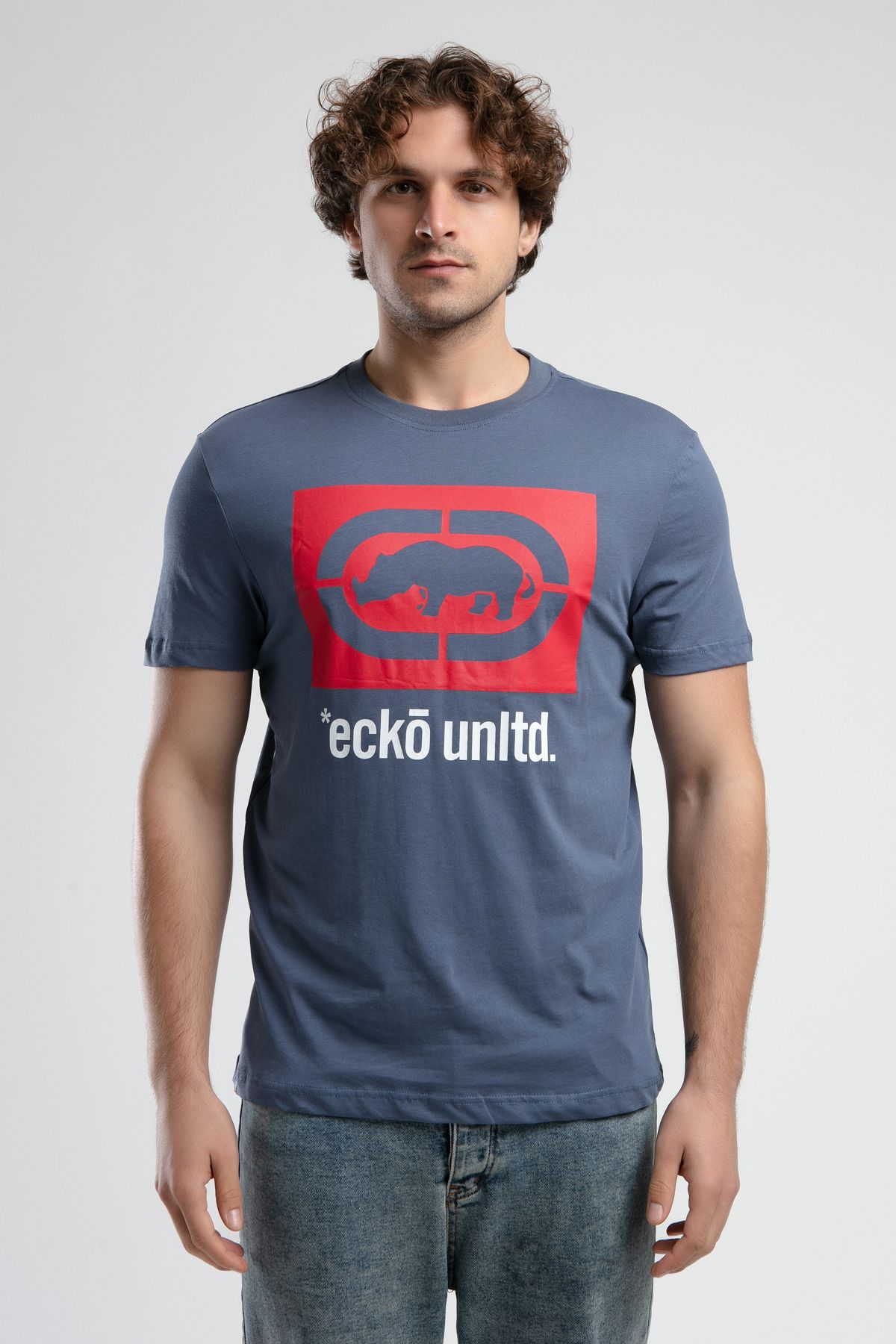ECKO UNLTD-Harris Navy Blue Crew Neck Printed Standard Fit Men's Tshirt 1