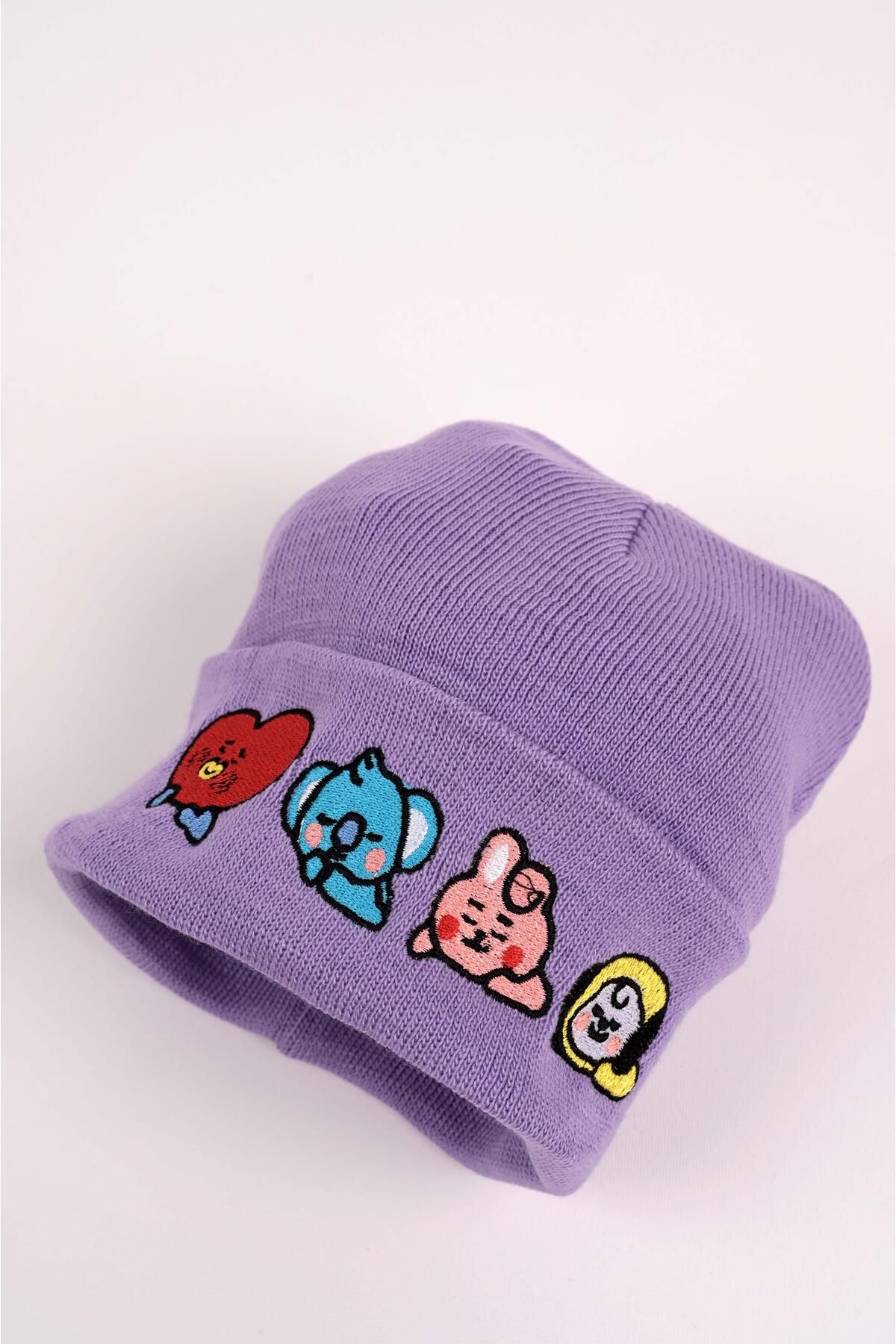 BAREM BUTİK Barem Butik  Bt21 Nakış İşleme Unisex Mor Bere