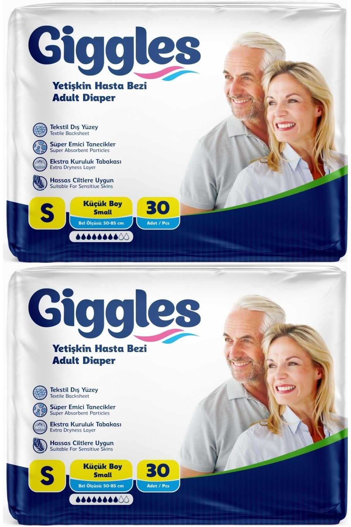 giggles Hasta Bezi Yetişkin Bel Bantlı Tekstil Yüzey Küçük - Small (S) 60 Adet (2PK*30)