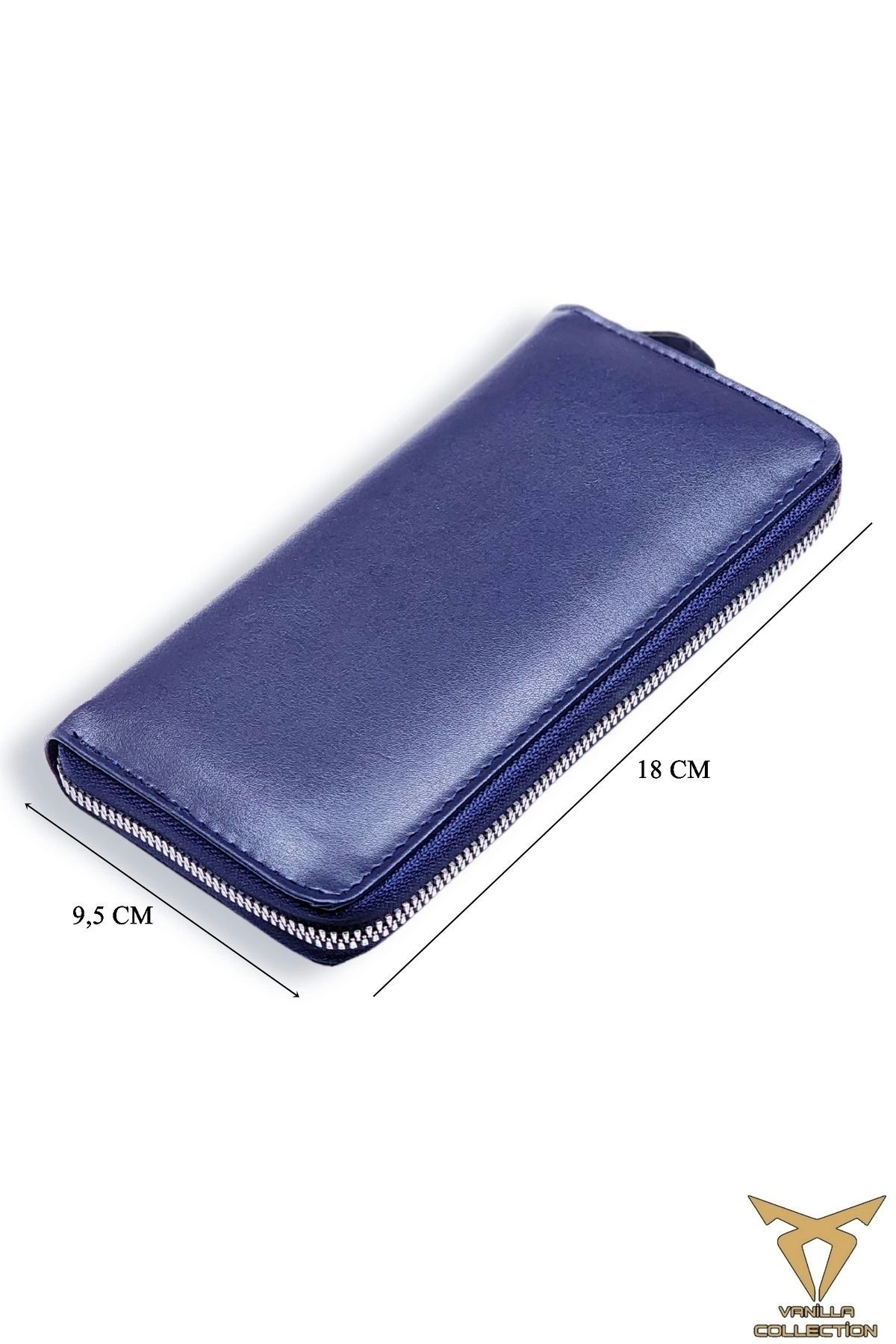 ANDİFLİ-Phone Compartment Zippered Leather Wallet Portfolio Card Holder with 6 Card Capacity Cash Money Compartment 5