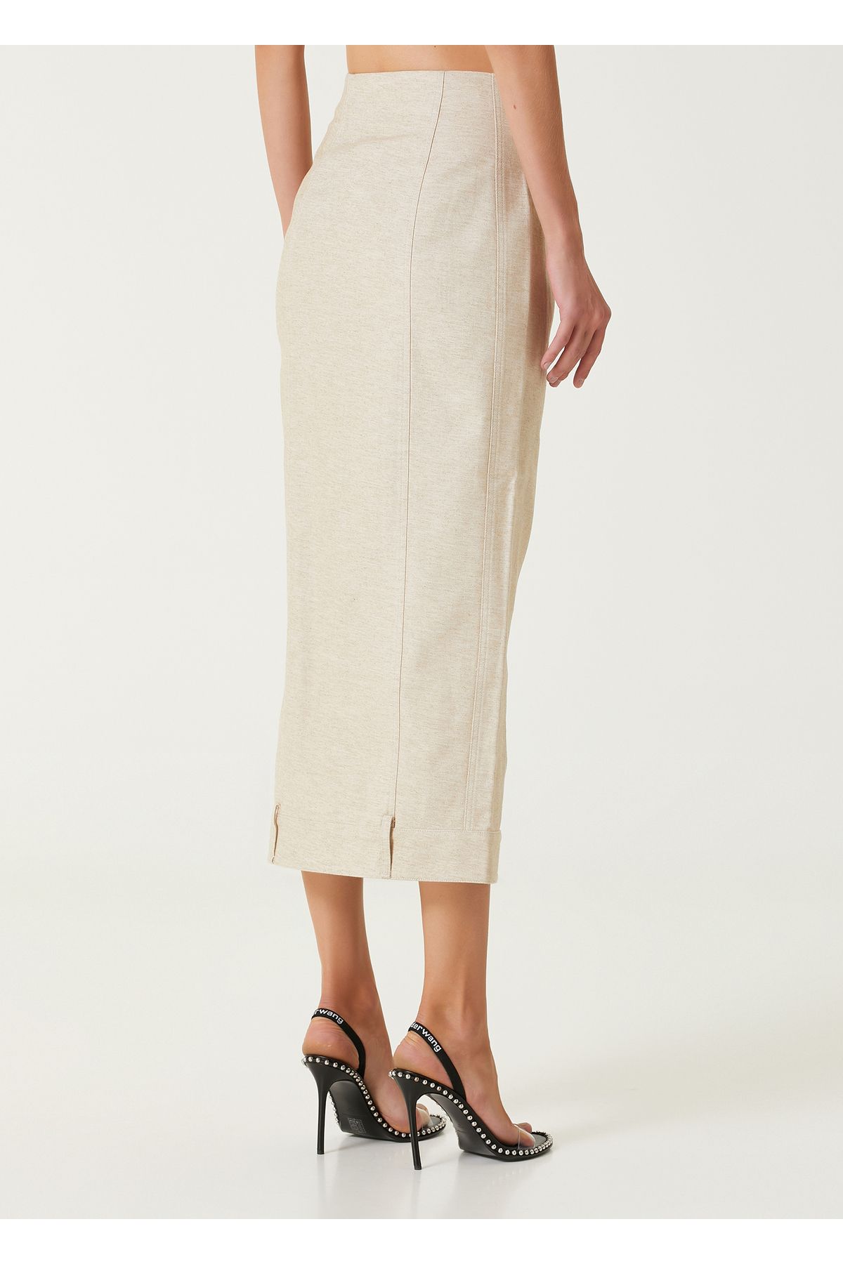 Cult Gaia-Lua Beige Midi Skirt Size: 4 5