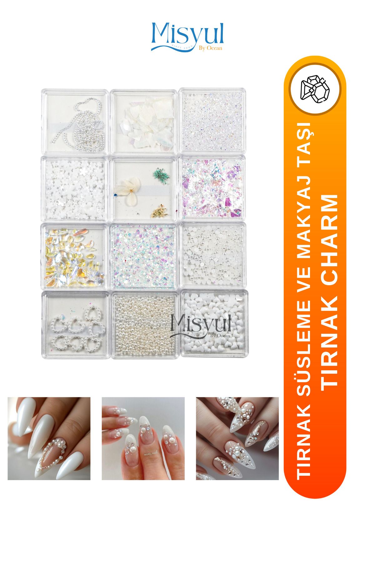 Tırnak Charm Tırnak Süsleme Ve Makyaj Taşı, Nail Art Nail Charm Seti 12 Adet