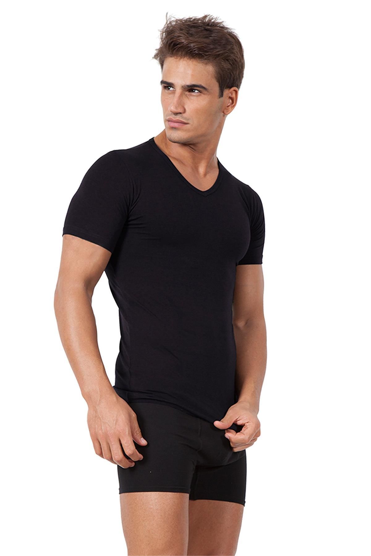 Miorre-Tricou cu mânecă scurtă cu decolteu în V - Strech modal 4