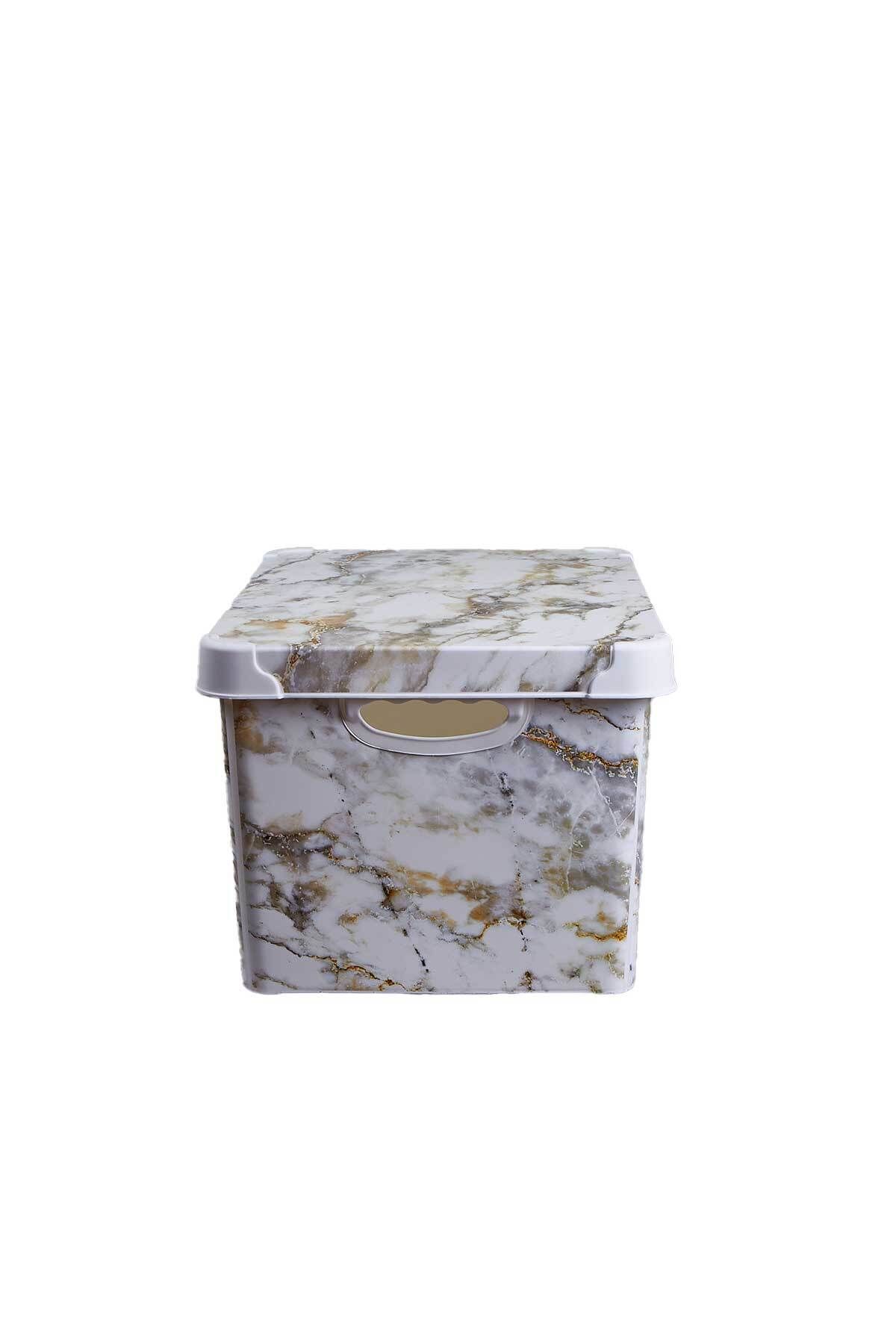QUTU-Style Box Marble Patterned 20 L Decorative Storage Box 3