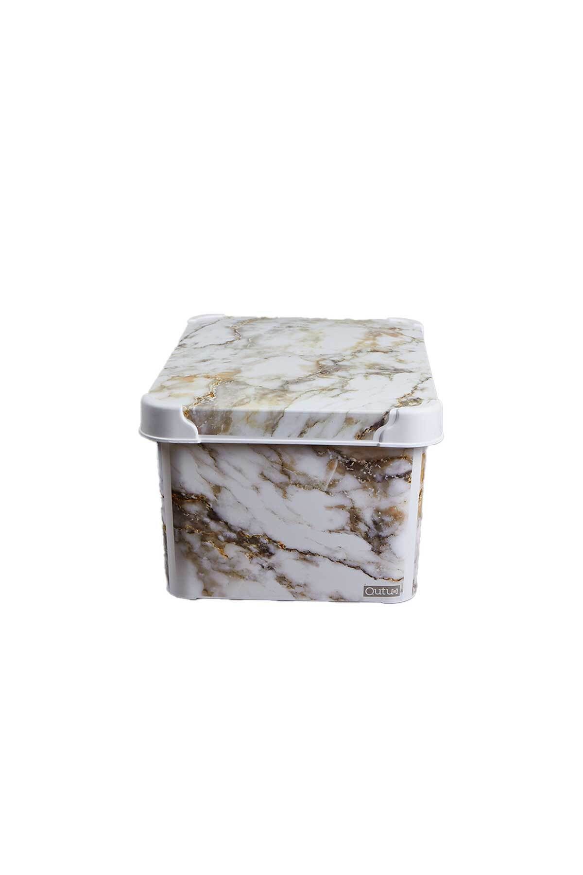 QUTU-Style Box Marble Patterned 10 L Decorative Storage Box 3