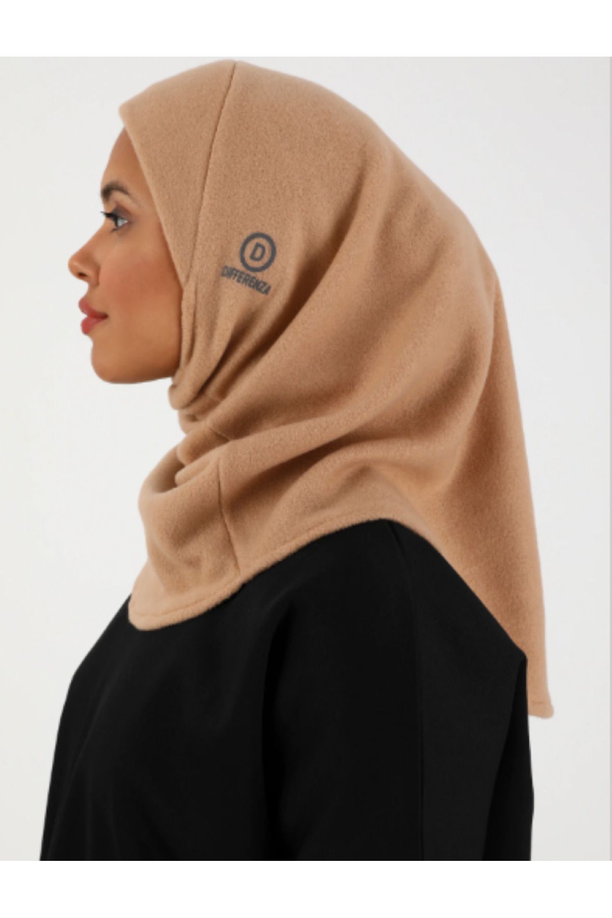 Differenza-Camel Color Thermal Fleece Hijab Hologram Bonnet 3