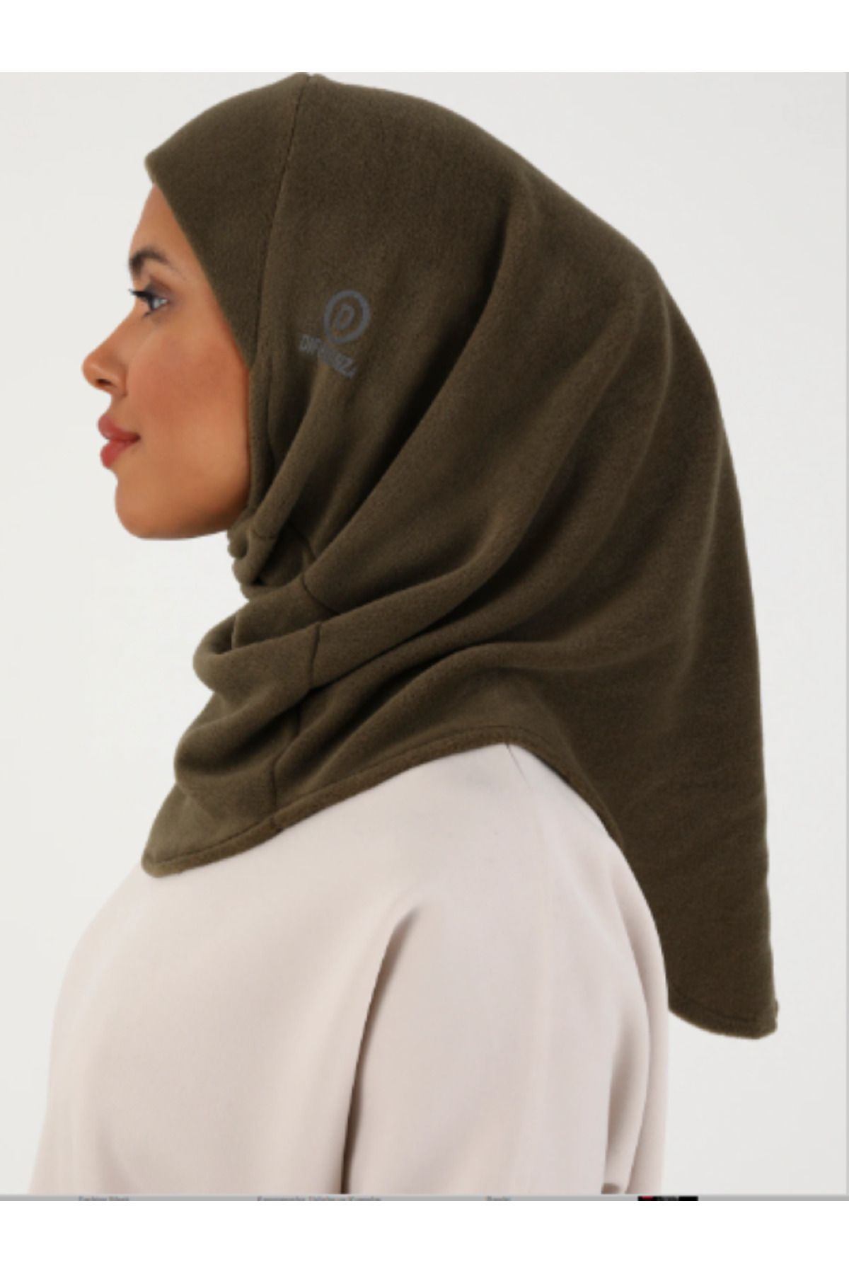 Differenza-Khaki Color Thermal Fleece Hijab Hologram Bonnet 3