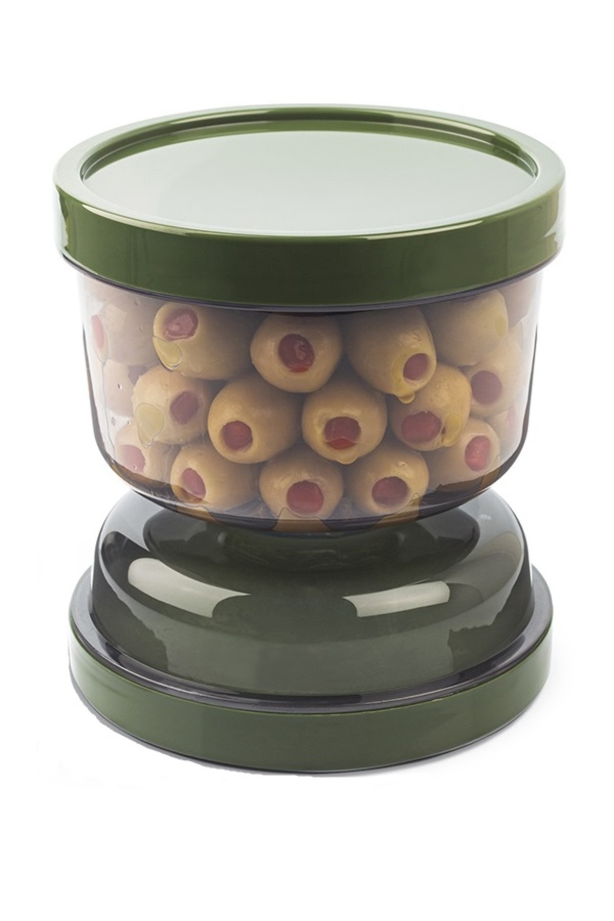 Emofom-Hourglass Olive Pickle Container Storage Container with Strainer 2