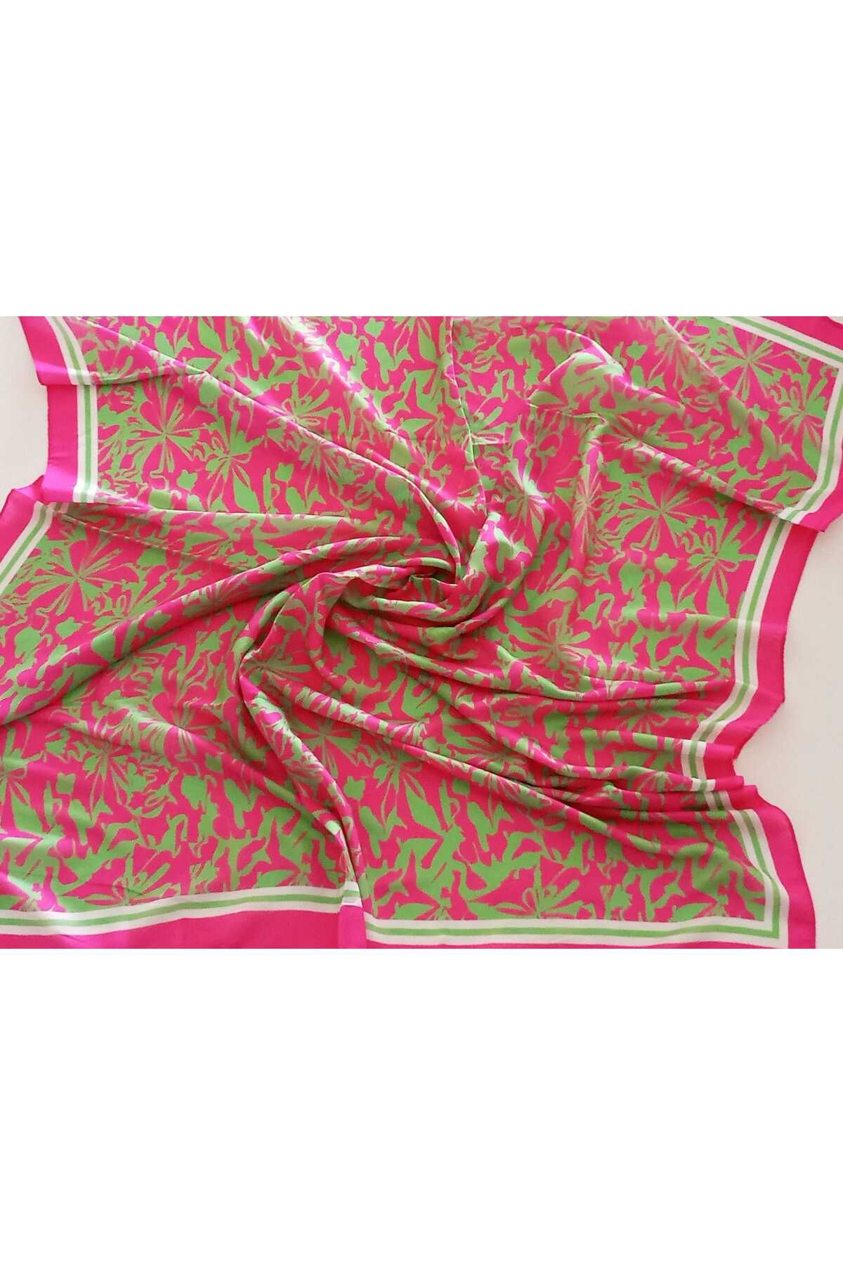 İskeçe Exclusive-Pink Abstract Patterned Scarf in Special Box 5