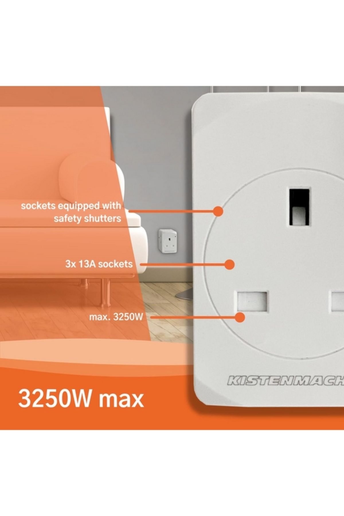 Kistenmacher-3250W Fast-Charging Compact Wall Socket Adapter EGK 613B 5